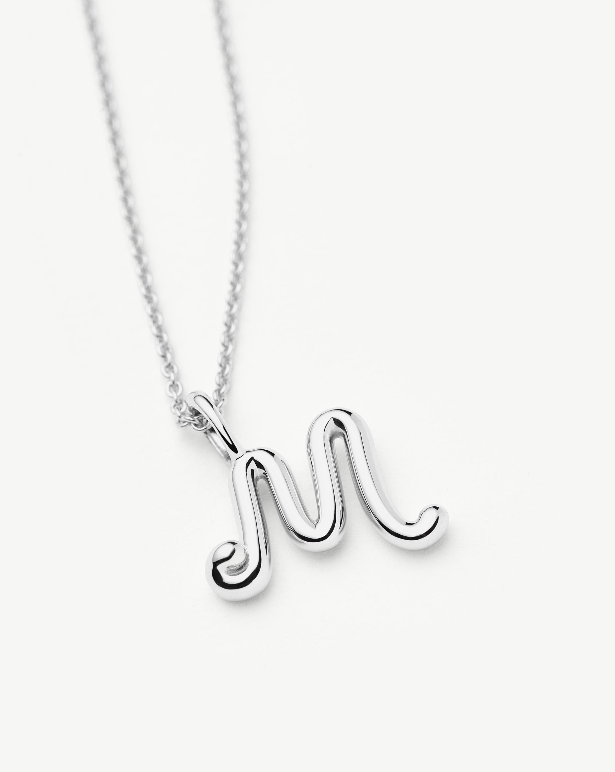 Curly Molten Mini Initial Necklace for Women | Sterling Silver Personalized Jewelry | Gift for Her, Birthday, Anniversary, Valentine's Day
