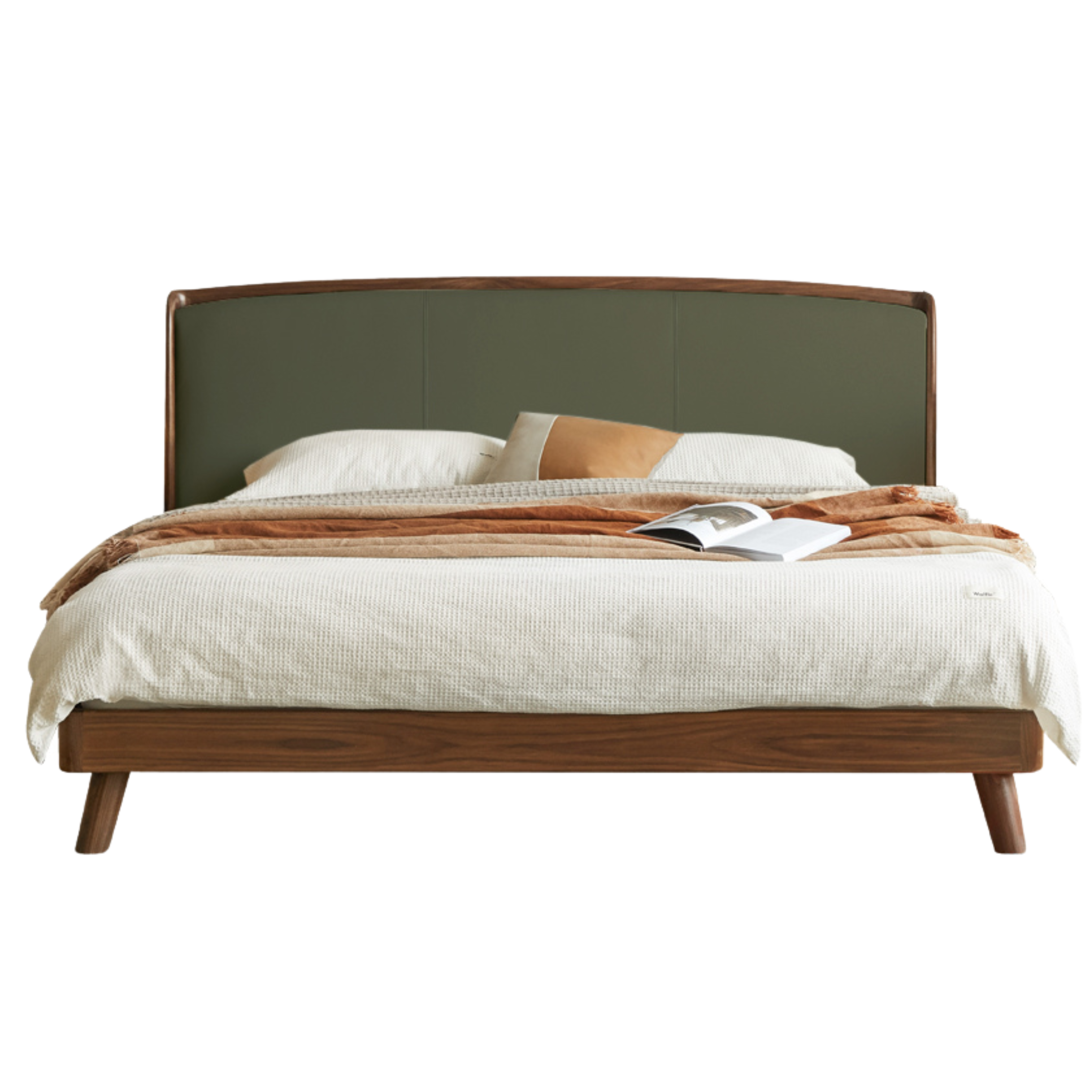 walnut color Black walnut dark green leather bed