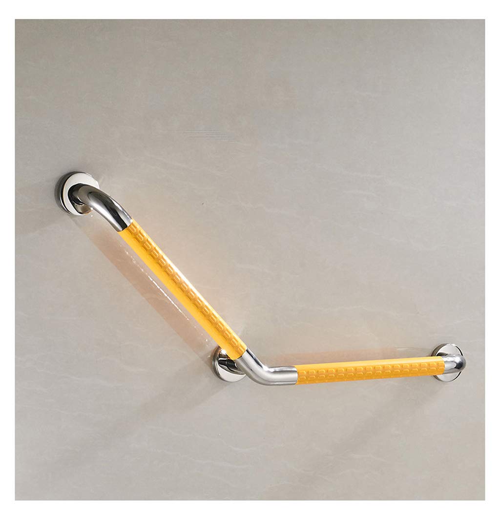 Stainless Steel Bathroom Safety Handrail - Non-Slip Wall Mounted Grab Bar for Elderly & Disabled - ADA Compliant Shower Handle with Anti-Slip Grip (Yellow) - Perfect for Bathroom, Toilet & Shower Safety Support