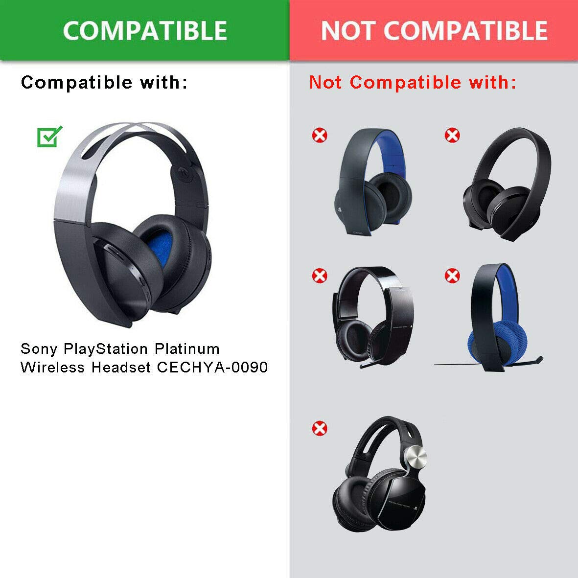 Replacement Ear Pads CECHYA-0090 for Sony PlayStation PS4 Platinum Wireless Headset - Comfortable Noise Isolation Gaming Accessories for Long Play Sessions