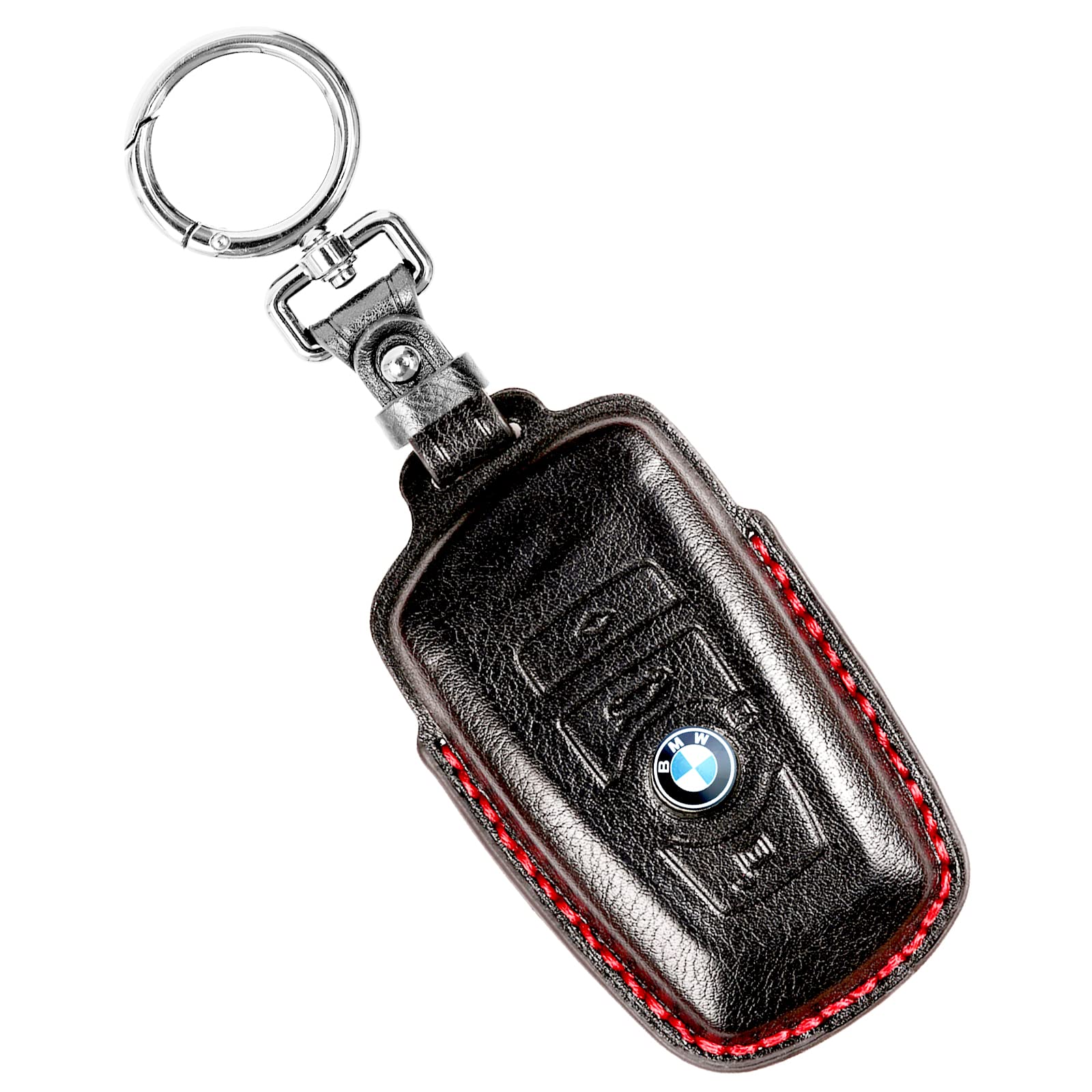 Bossmey Genuine Leather Key Cover for BMW 1 3 4 5 6 7 Series X3 X4 M5 M6 GT3 GT5 Smart Key - Premium Key Case Protector with Multiple Color Options (Black) - Perfect for Car Key Protection & Style Enhancement