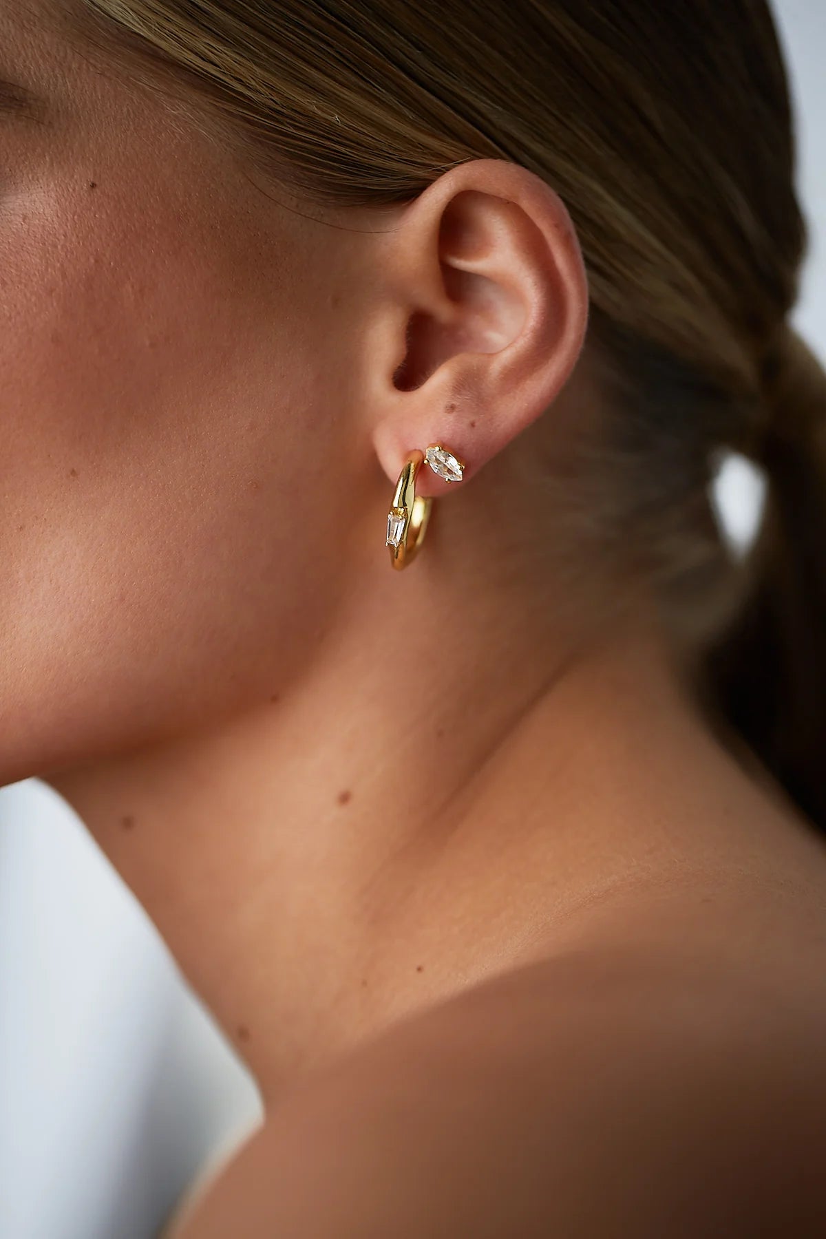 Lola Knight Eve 18ct Gold Cubic Zirconia Stud Earrings - Elegant & Hypoallergenic Jewelry for Women, Perfect for Weddings, Parties & Everyday Wear