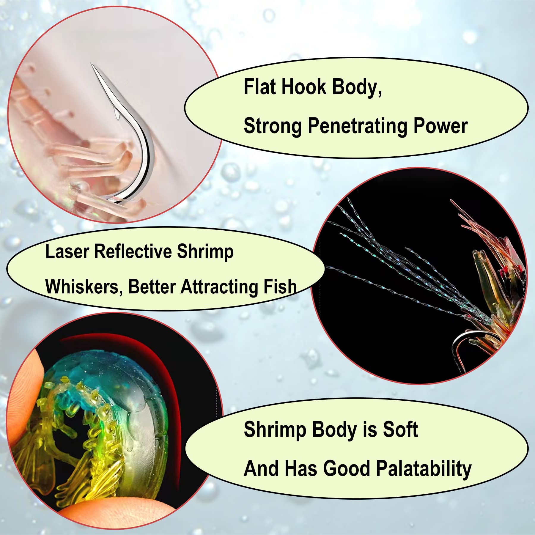 Glow Soft Shrimp Fishing Lures with Hooks & Swivels - 7 Color Bionic Shrimp Bait for Trout, Bass, Salmon - Freshwater & Saltwater Fishing Tackle - Perfect for Night Fishing, Kayak Angling, and Deep Sea Adventures