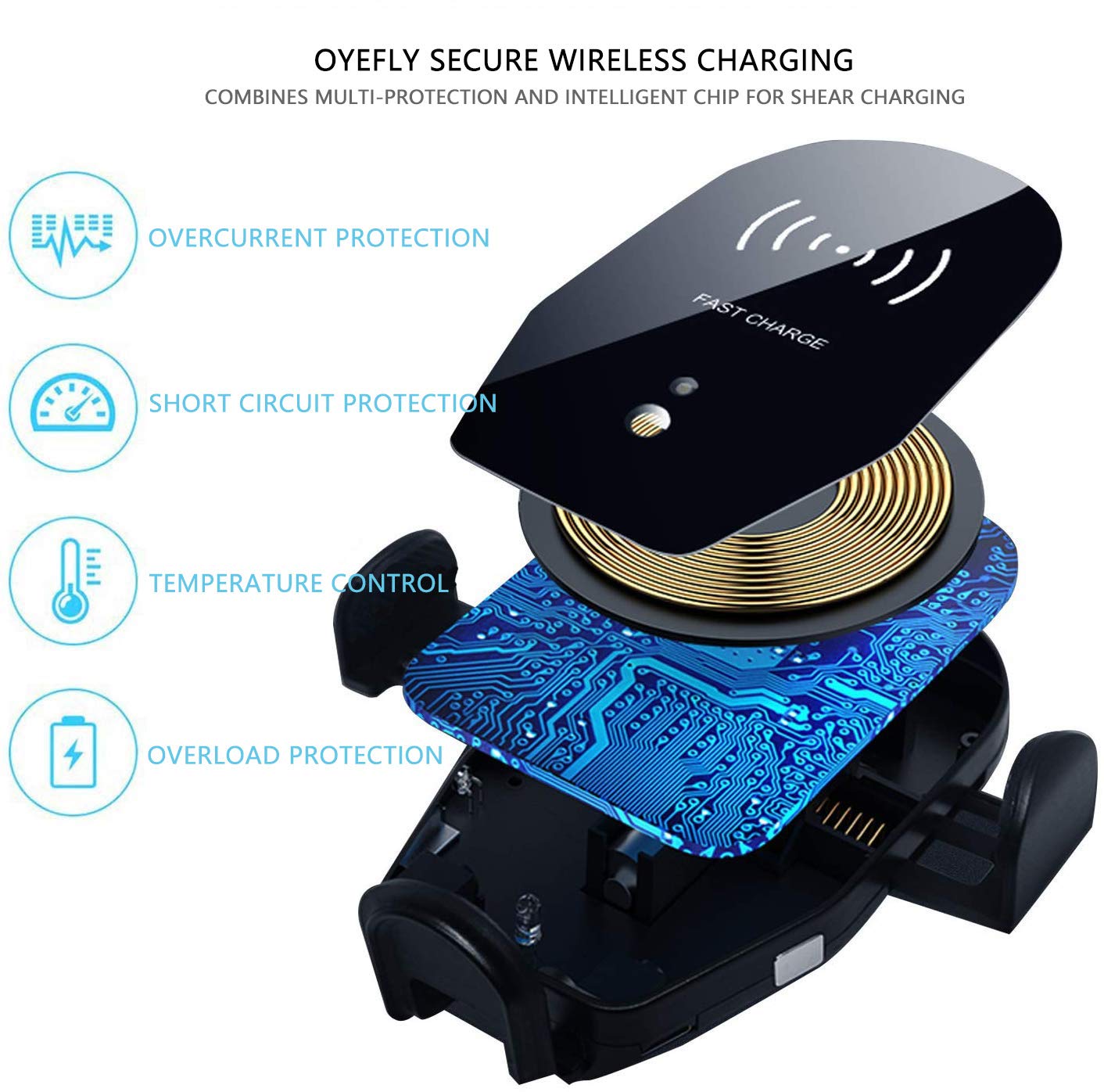 OYEFLY Universal 360° Adjustable Phone Holder for Smart Model 453 Forfour/Fortwo - Car Mount Compatible with Smartphones, GPS & Tablets | Wireless Charging | Perfect for Driving, Navigation & Hands-Free Calls