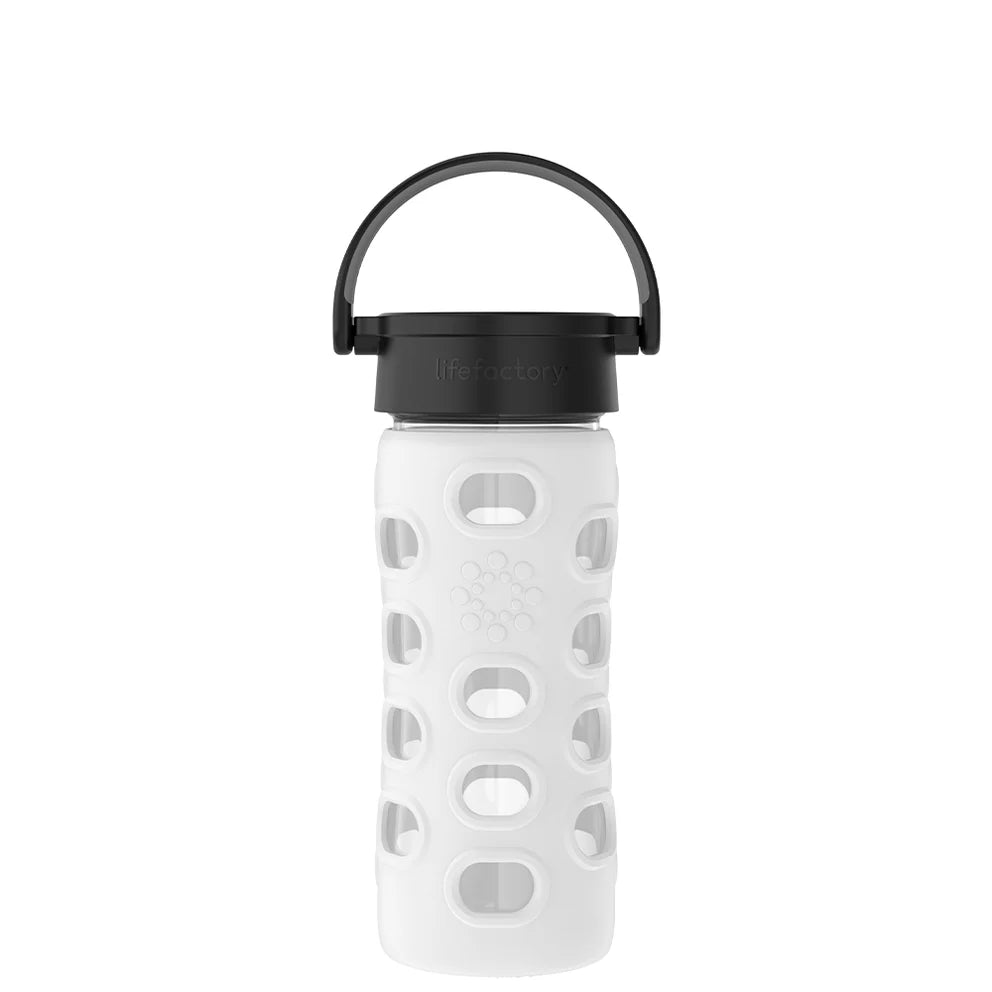 Lifefactory 12oz (350ml) Glass Water Bottle - BPA-Free, Leak-Proof, Durable for Kids & Adults - Perfect for School, Gym, Hiking & Travel