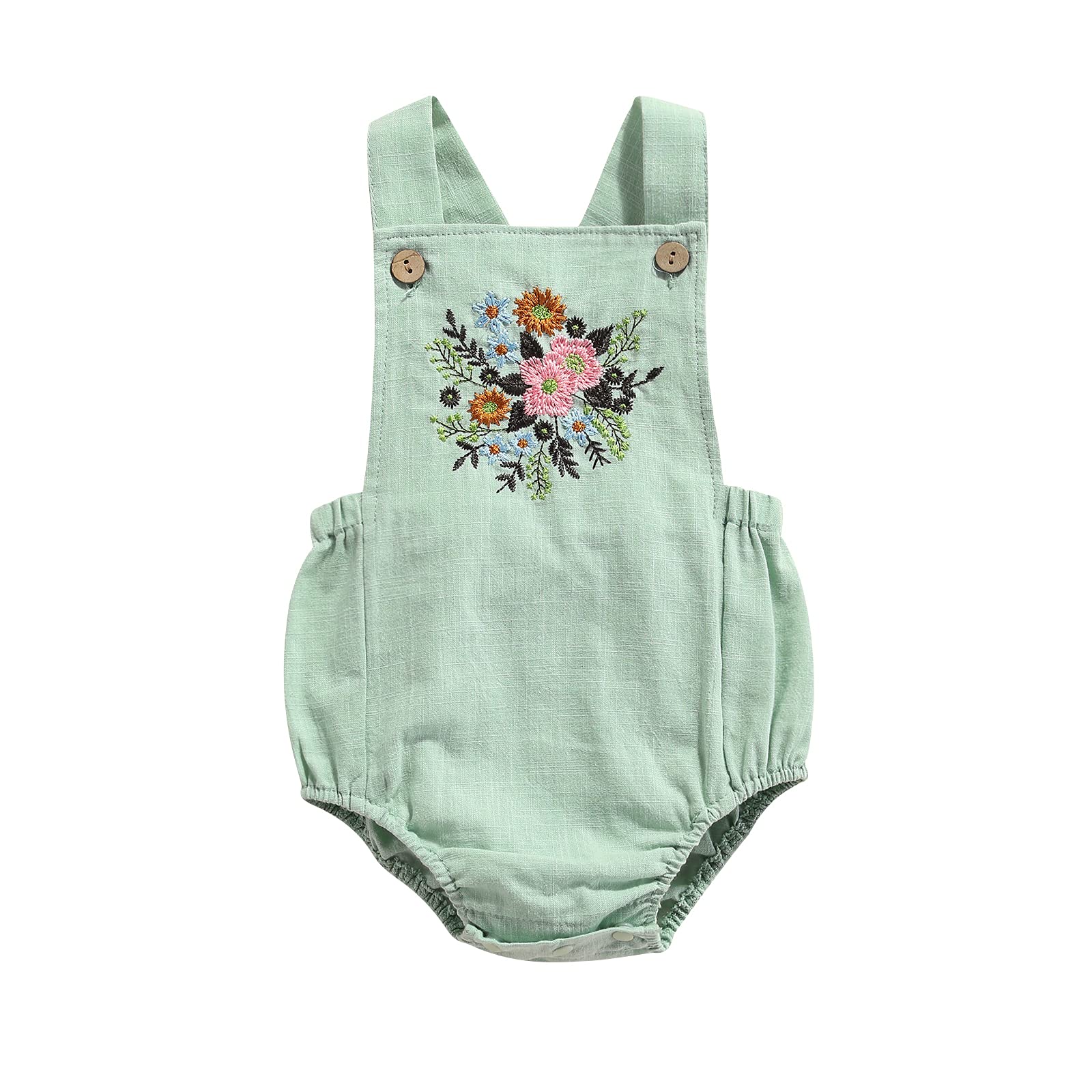 MERSARIPHY Boho Baby Girl Clothes - Cotton Linen Romper with Straps & Bodysuit Tops for Newborn Girls | Summer Outfits for Beach, Park & Family Photos