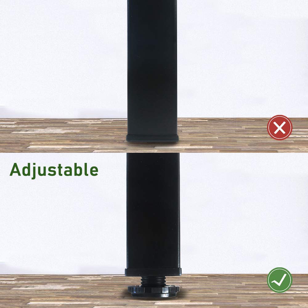 16 Inch Adjustable Metal Table Legs Set of 4 - Heavy Duty Square Furniture Legs for Office Desk, Dining Table, Workbench - Black (Perfect for Home Office, Conference Room, Restaurant)