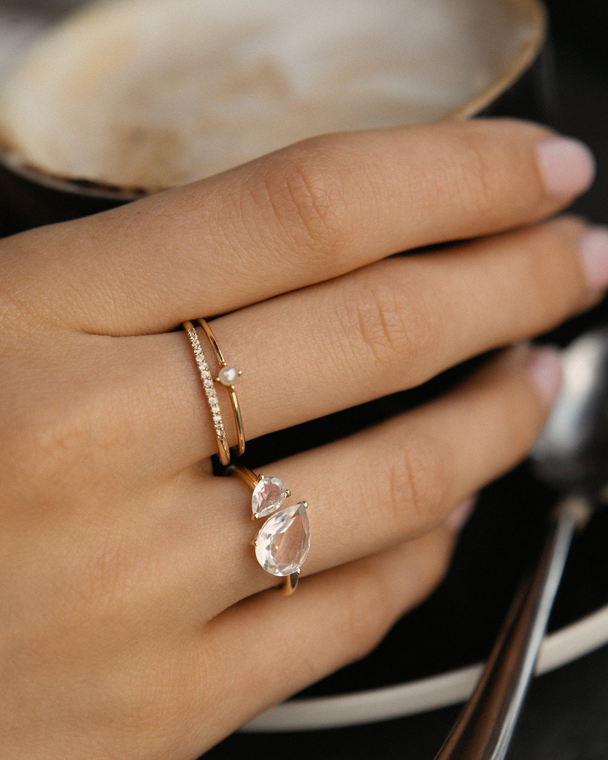Toi Et Moi Bold Ring for Women - 18K Gold Plated Couple Promise Ring - Elegant Stackable Jewelry Gift for Anniversary, Valentine's Day & Special Occasions
