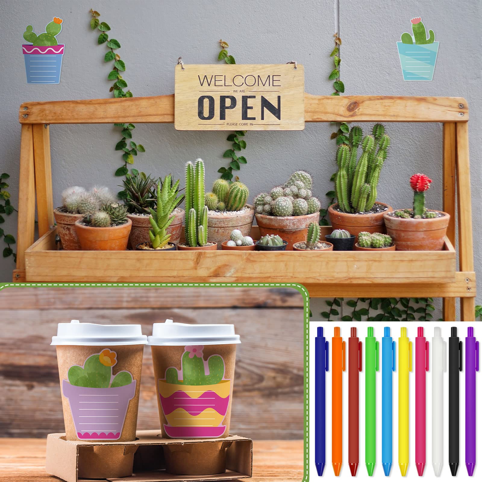 Eaasty 30 Pcs Cactus Sticky Notes with Pen - 10 Sets Cute Succulent Notepads, Fun Cactus Gifts, Self-Adhesive Memo Pads for Office, School, Journaling & Planner Decor