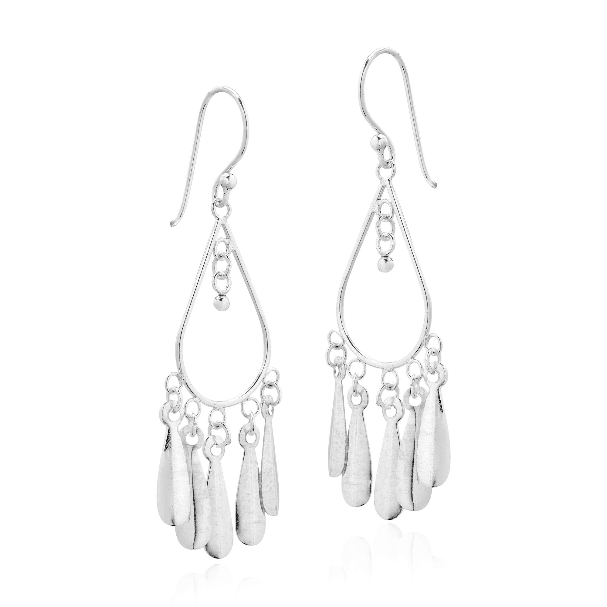 AeraVida Sterling Silver Teardrop Chandelier Earrings for Women | Elegant Dangling Bridal Earrings | Wedding Party Jewelry Gift | Perfect for Evening Galas, Prom Nights & Special Occasions