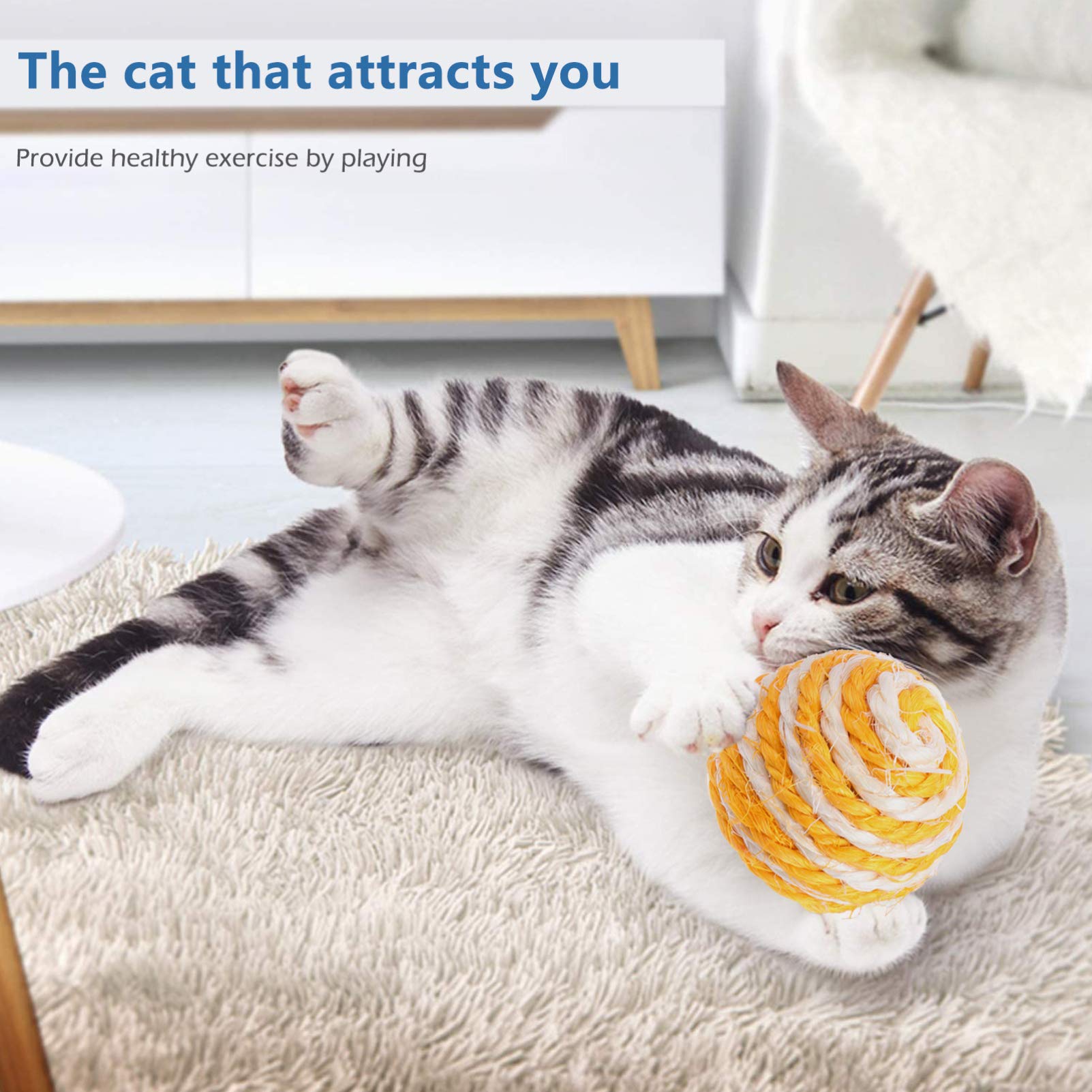 Balacoo 8-Piece Cat Ball Pet Scratcher Toy Set - Interactive Chew Toys for Kittens & Puppies, Fun Teaser Balls for Dental Health & Playtime - Perfect for Indoor Play, Training, and Bonding with Your Pet