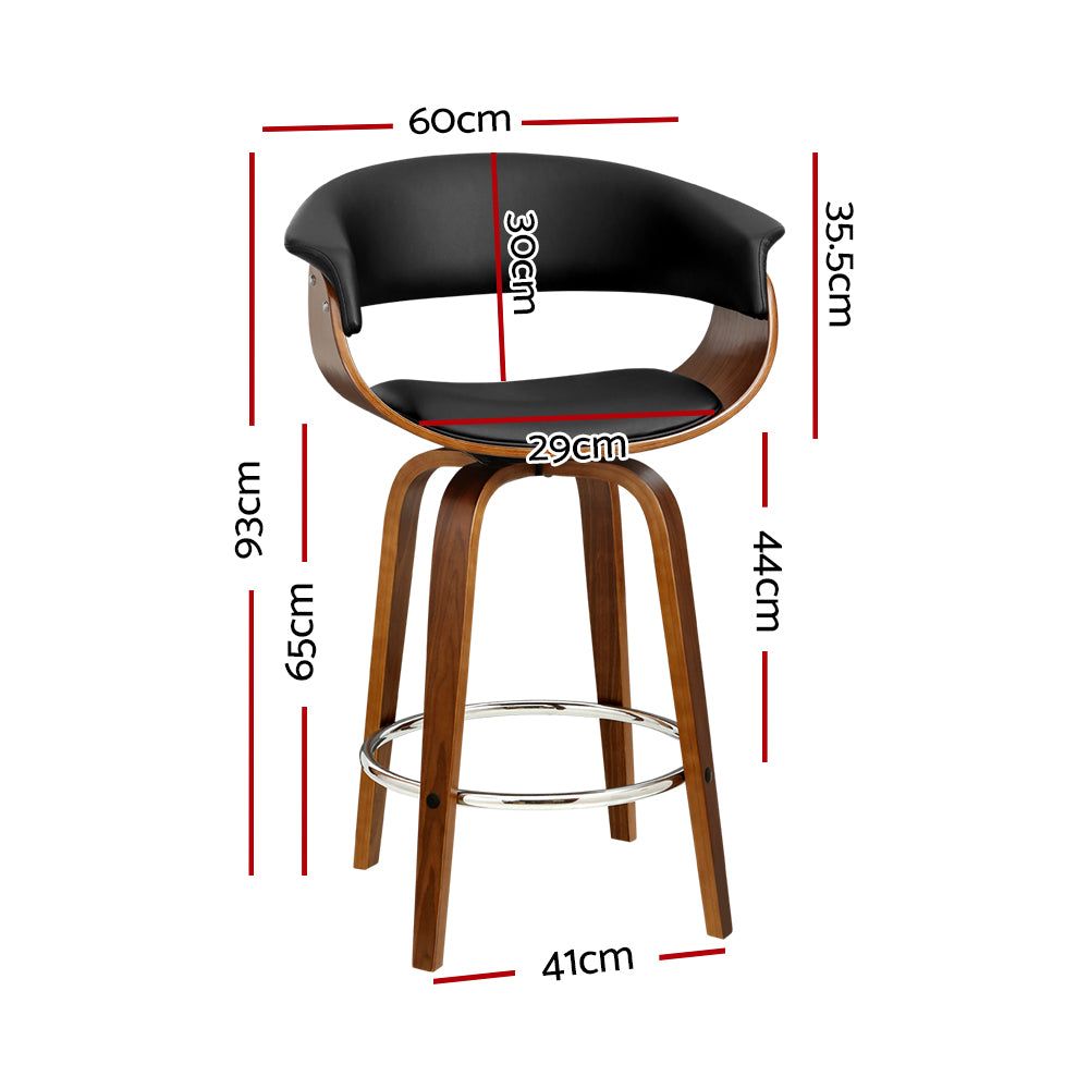 Swivel Bar Stool with PU Seat and Wooden Base - Perfect for Kitchen Islands, Bars, and Home Decor