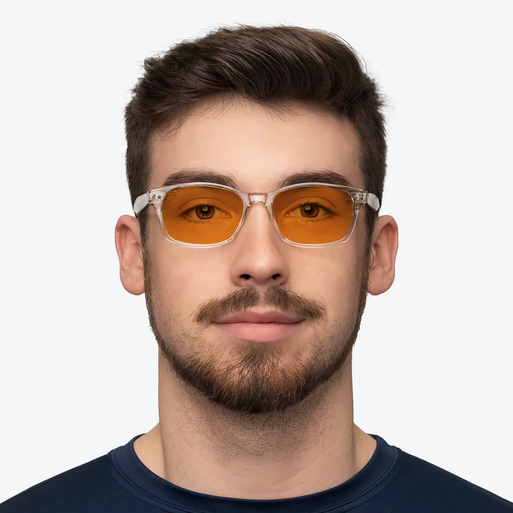 SunDown Lucent Blue Light Blocking Glasses - Crystal Clear Lens for Eye Strain Relief & Better Sleep | Computer, Gaming & Nighttime Use
