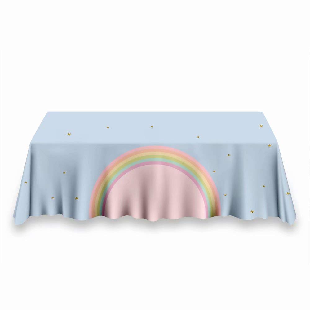 HUAYI 102x62 Inch Waterproof Reusable Polyester Tablecloth for Party, Dessert Table, Decoration - Unicorn Rainbow Design (ZB-1044) | Perfect for Birthday Celebrations, Baby Showers & Outdoor Events