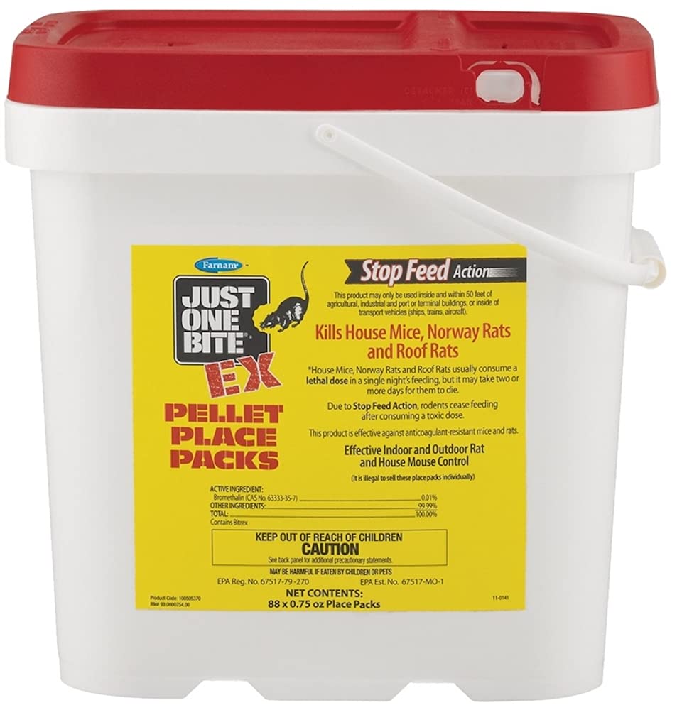 Just One Bite EX Pellet Place Packs - 88 Count Rodent Bait for Effective Pest Control | Indoor & Outdoor Use for Homes, Garages, and Farms