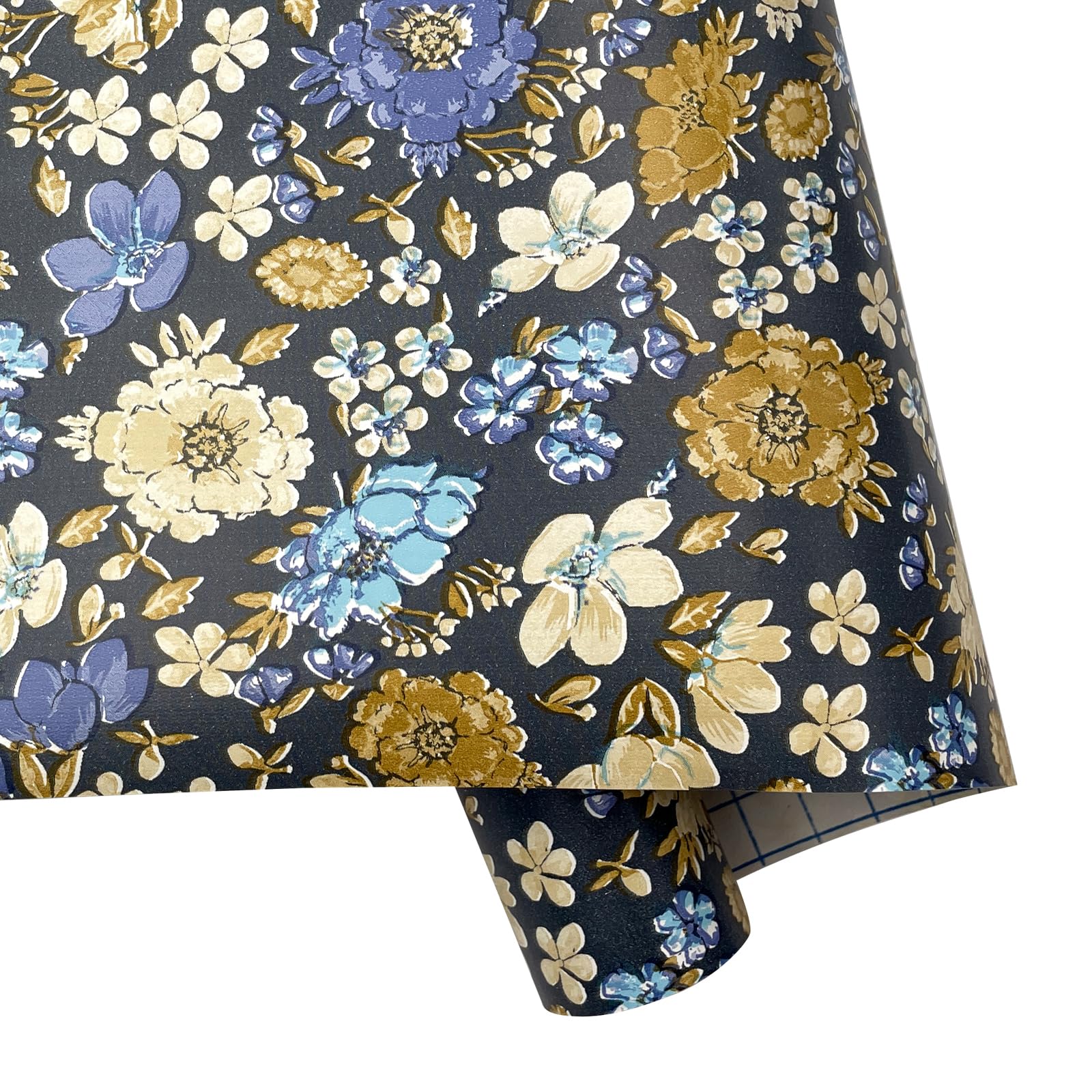Yifely Self-Adhesive Shelf Liner - Removable Drawer Paper for Refurbishing Old Furniture, Makeup Dresser & Nightstands - Retro Floral Pattern (17.7