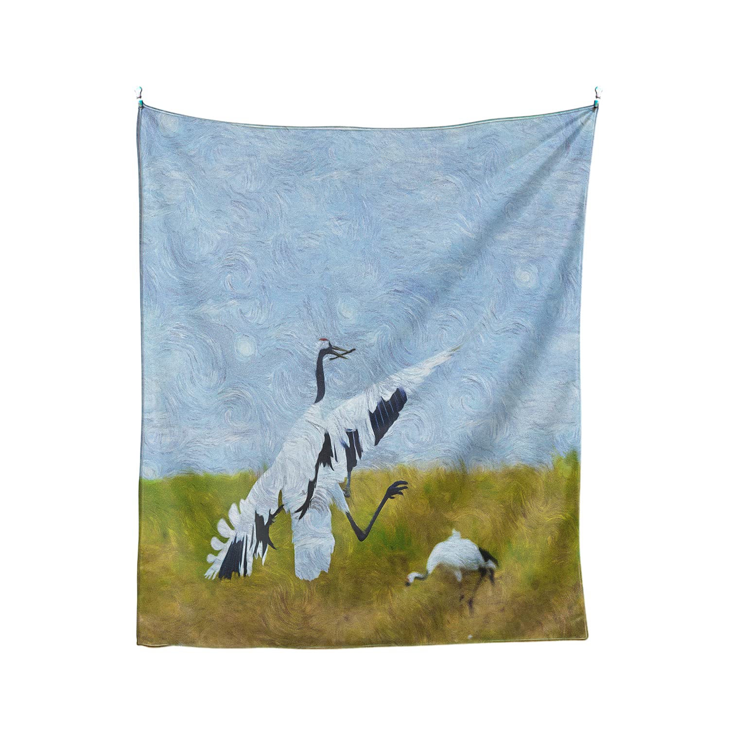 Denruny Red-Crowned Crane Tapestry - Asian Wildlife Wall Hanging Decor with White Bird Design, 50x60 Inches - Perfect for Bedroom, Living Room & Boho Home Decor