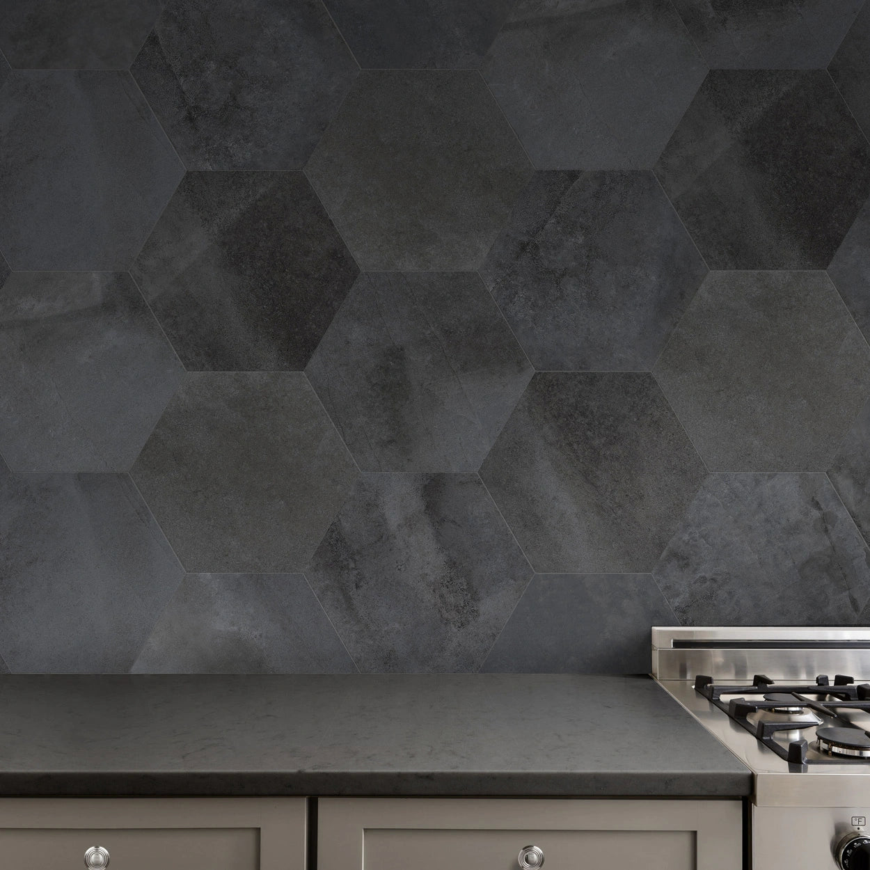 Textured Porcelain Tile 2x2 in Anthracite - Stamped Concrete Look for Floors, Patios & Outdoor Spaces