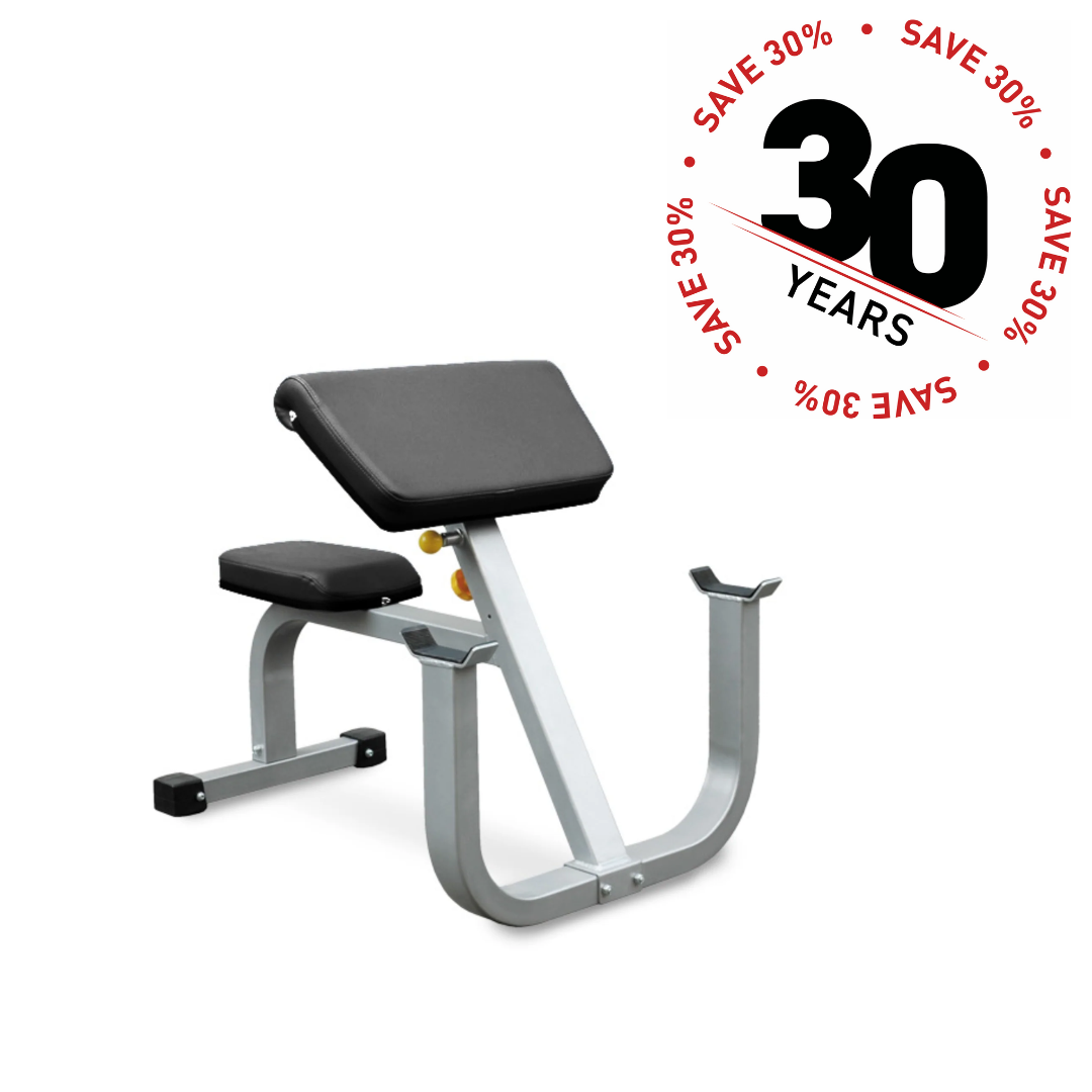 Vo3 Impulse Series Seated Preacher Curl Bench - Adjustable Arm Pad for Bicep Workouts | Home Gym Equipment for Strength Training & Muscle Building