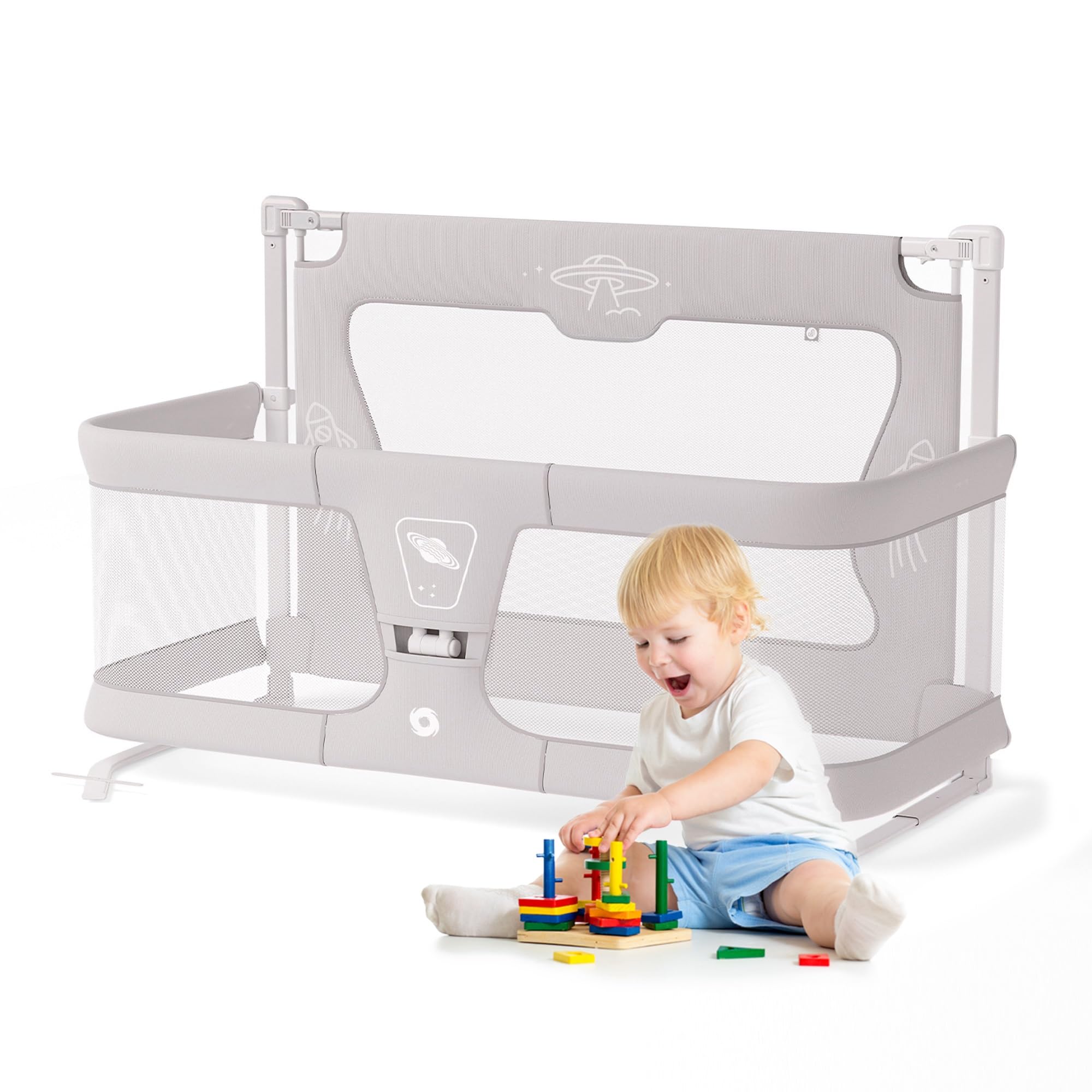 3-in-1 Adjustable Baby Bassinet Bedside Sleeper - Convertible Crib & Playard for Newborns to 36 Months | Foldable Nursery Center with Safety Certification | Perfect for Co-Sleeping, Bedroom & Travel (Choose Color)