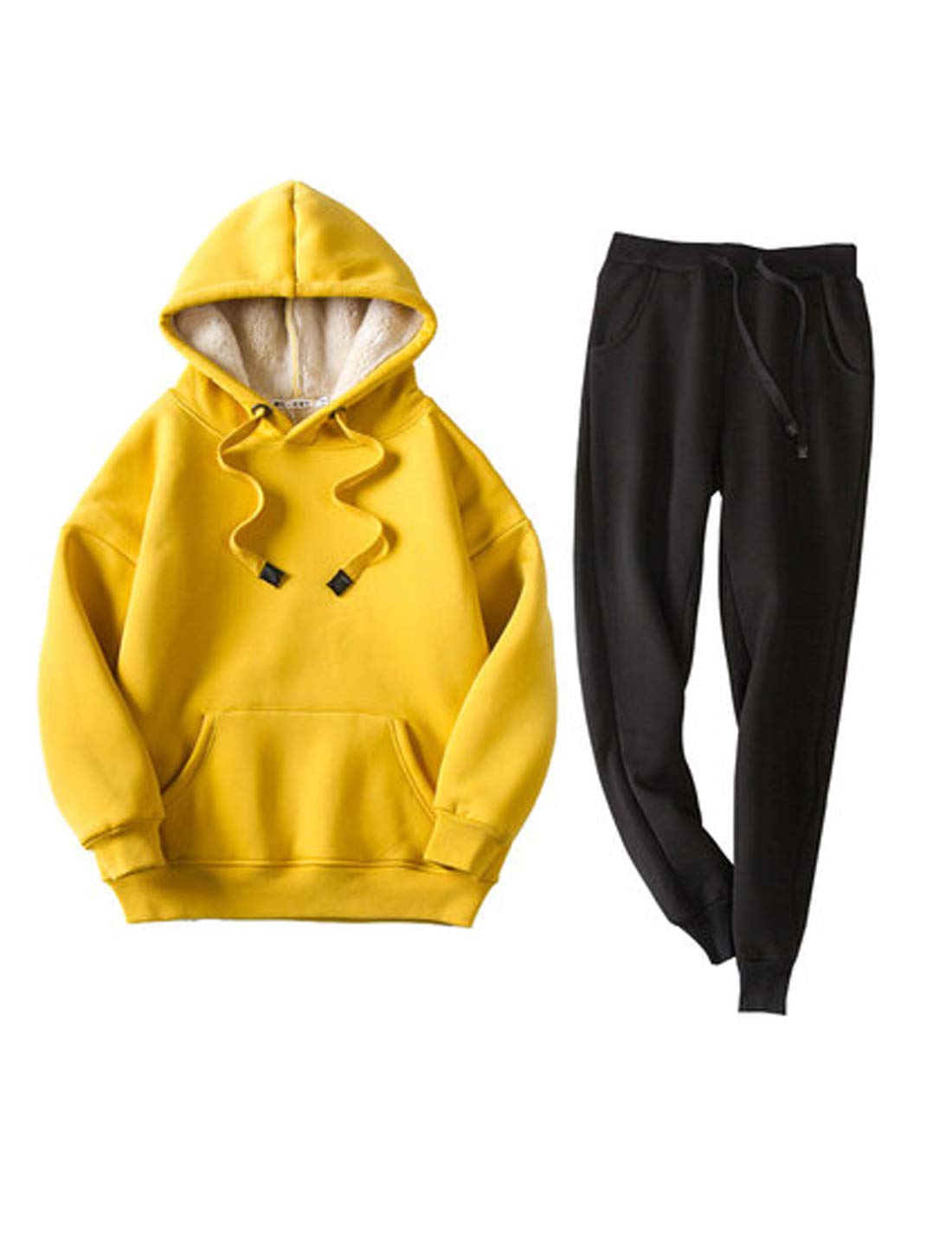 ZGZZ7 Women's Winter Pullover Sherpa-Lined Sweatshirt & Joggers Set - Fleece Lined Hoodie and Sweatpants Outfit for Running, Yoga & Lounge Wear