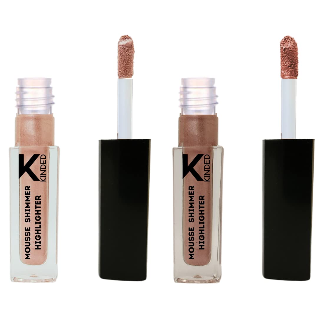 KINDED Liquid Highlighter & Illuminator - Shimmer Mousse for Face, Eyes & Cheeks | Chrome Metallic Bronzer, Blush & Eyeshadow | Creamy Finish (Pink Paradise & Rose Gold Combo, 3ml) | Perfect for Daytime Glow & Nighttime Makeup Looks