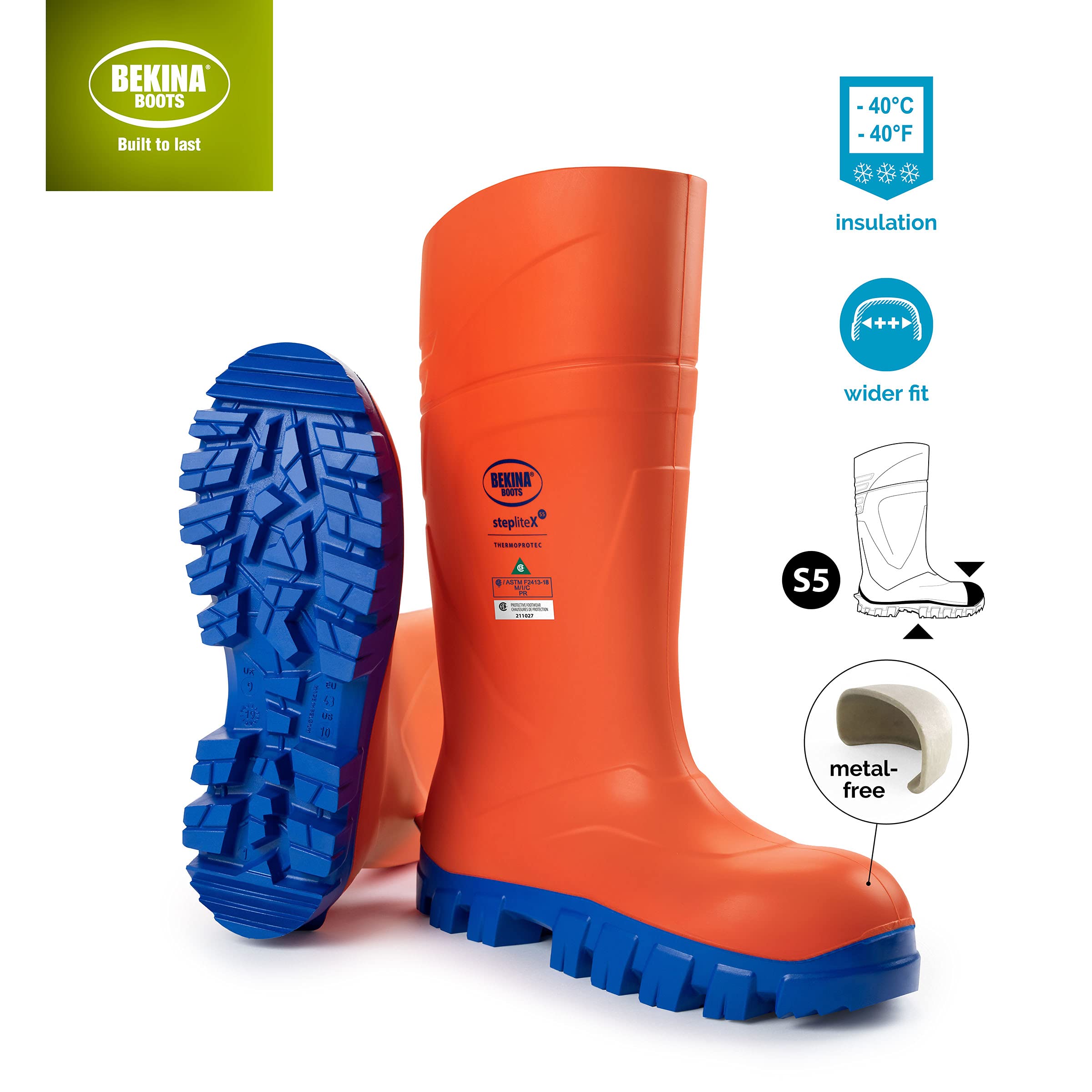 Bekina StepliteX ThermoProtec S5 Insulated Waterproof Work Boots for Men & Women - Lightweight Non-Slip Composite Toe Safety Boots, ASTM Rated - Perfect for Construction, Farming & Outdoor Winter Work