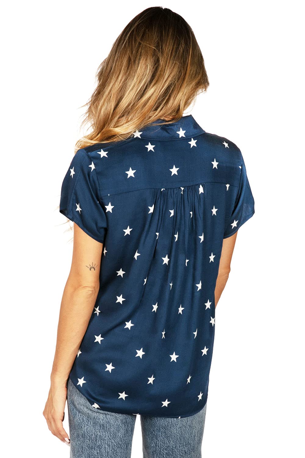 Patriotic 4th of July Button Down Shirts for Women | American Flag Themed Party Tops | Perfect for Independence Day Celebrations, BBQ Parties & Summer Festivals