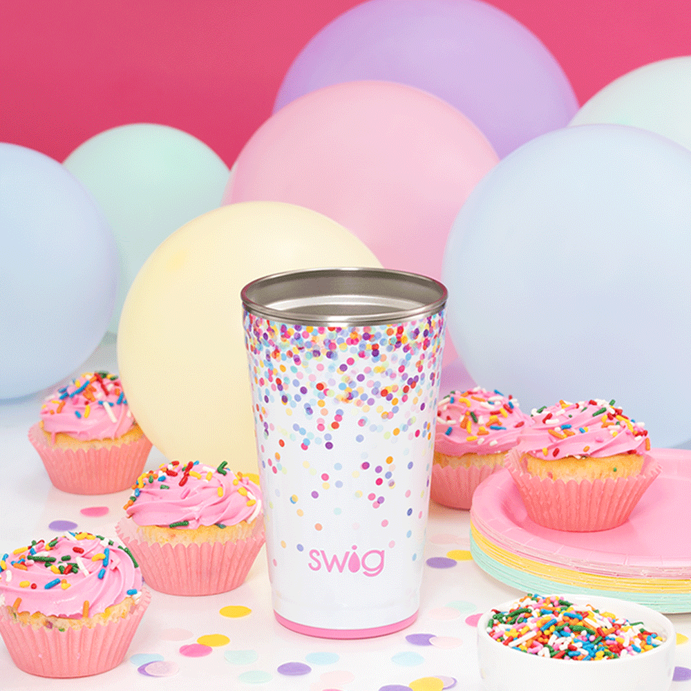 24oz Confetti Party Cups - Colorful Disposable Drinking Cups for Birthday, Wedding & Celebration - Perfect for Cocktails, Mocktails & Beverages
