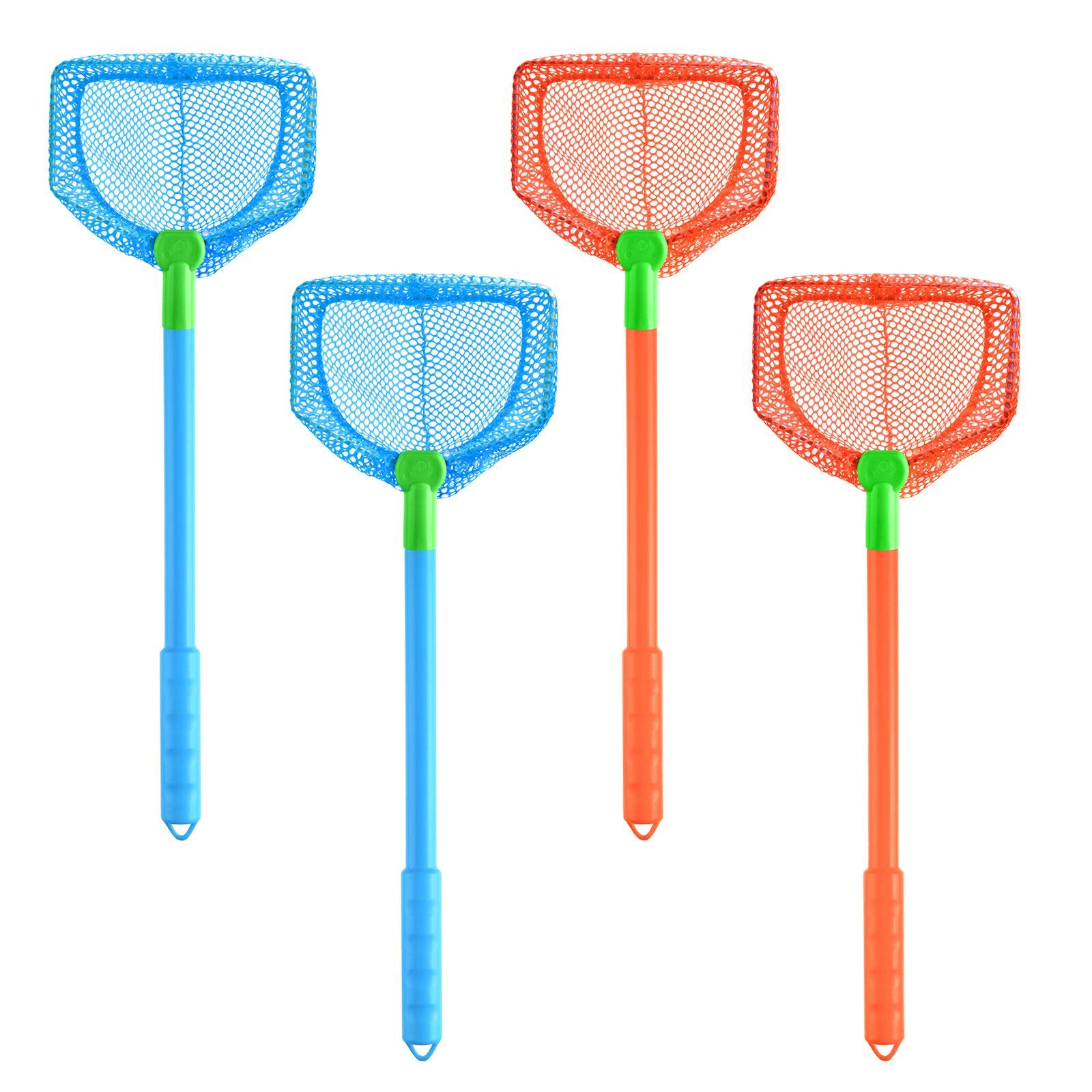 Coopay 4-Piece Kids Fishing Net Set - Butterfly & Bug Catching Nets, Outdoor Beach Toys for Children (Blue & Orange) - Perfect for Backyard Adventures, Beach Trips, and Nature Exploration