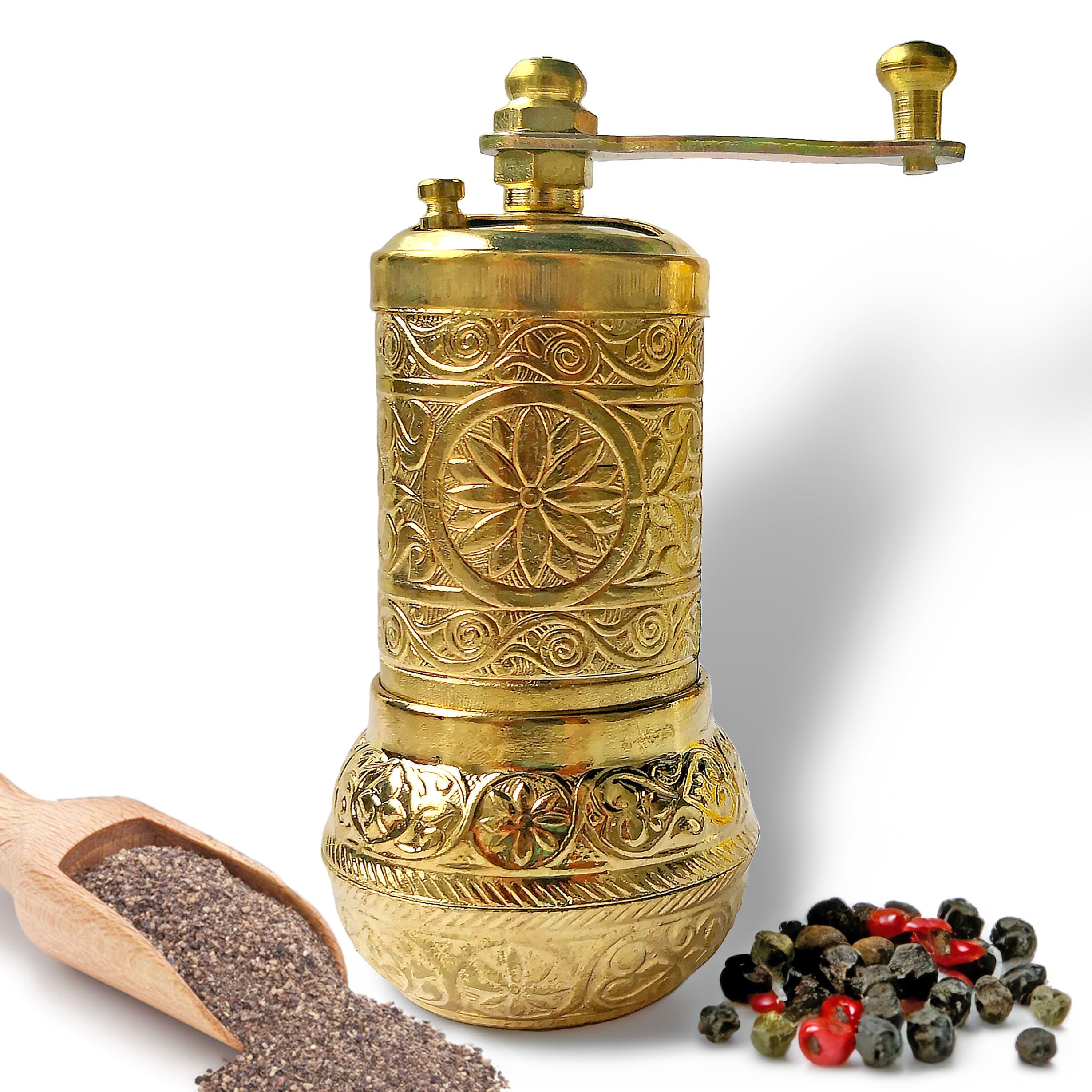 Premium Gold Pepper Mill - Manual Adjustable Spice & Coffee Bean Grinder for Kitchen, Dining & Gourmet Cooking - Perfect for Freshly Ground Pepper, Salt & Spices