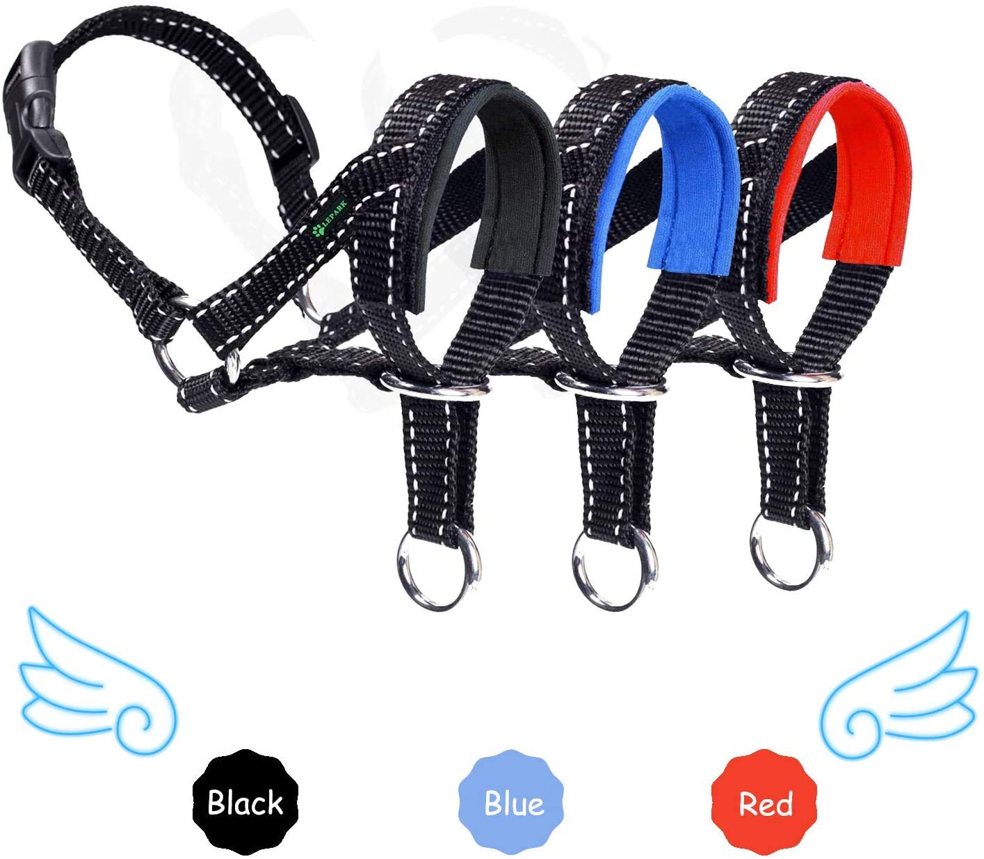 **Reflective Dog Head Halter - No-Pull Training Collar for Small, Medium & Large Dogs (Size L, Black) - Perfect for Walking, Jogging & Nighttime Safety**
