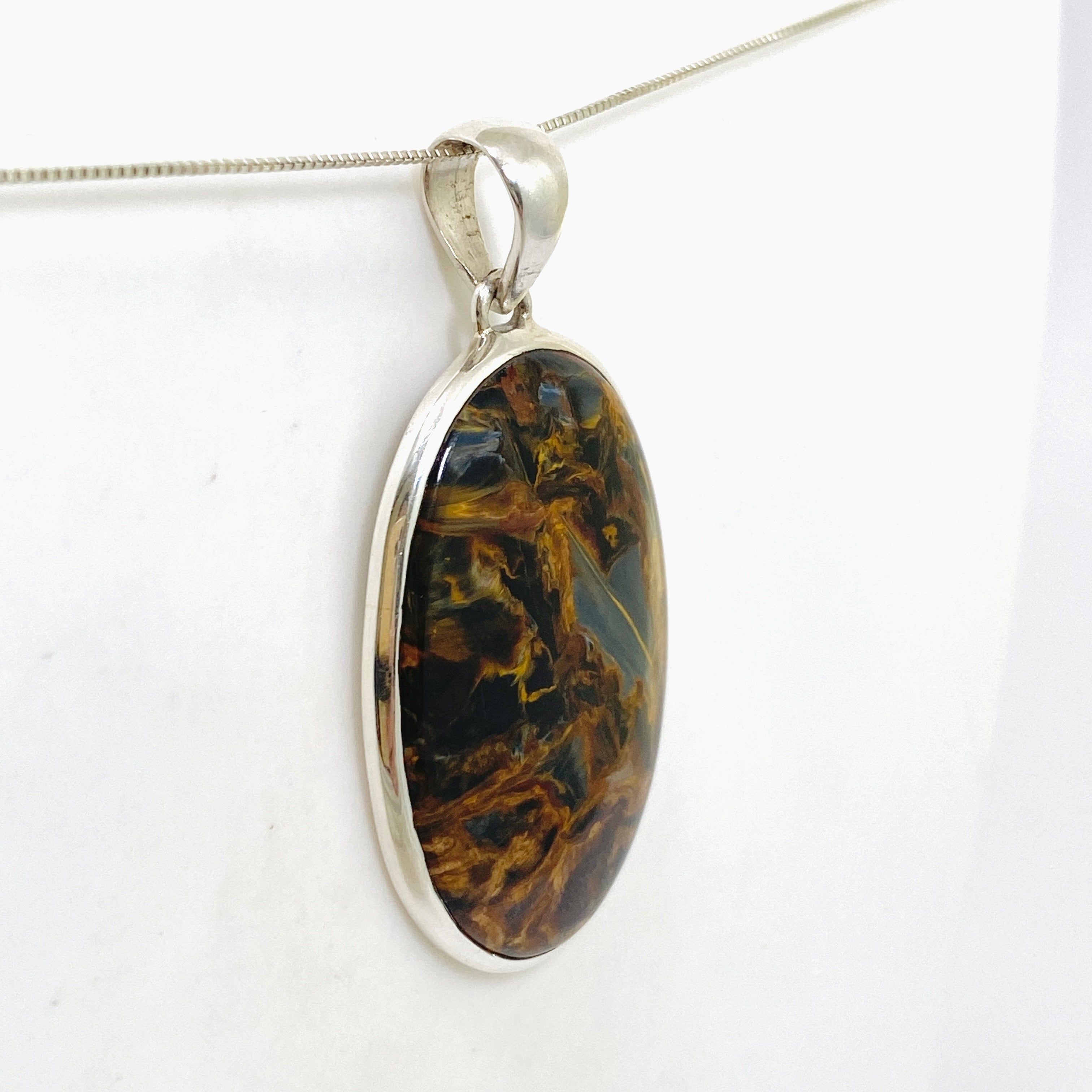 Natural Pietersite Oval Cabochon Pendant - Premium Gemstone Jewelry for Women - Elegant Necklace for Everyday Wear & Special Occasions