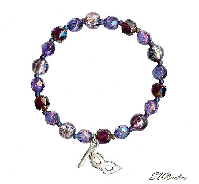 Amethyst Beaded Bracelet for Multiple Sclerosis Awareness - Purple Confetti Stone Healing Jewelry for Women, Gifts for Support & Fundraising Events