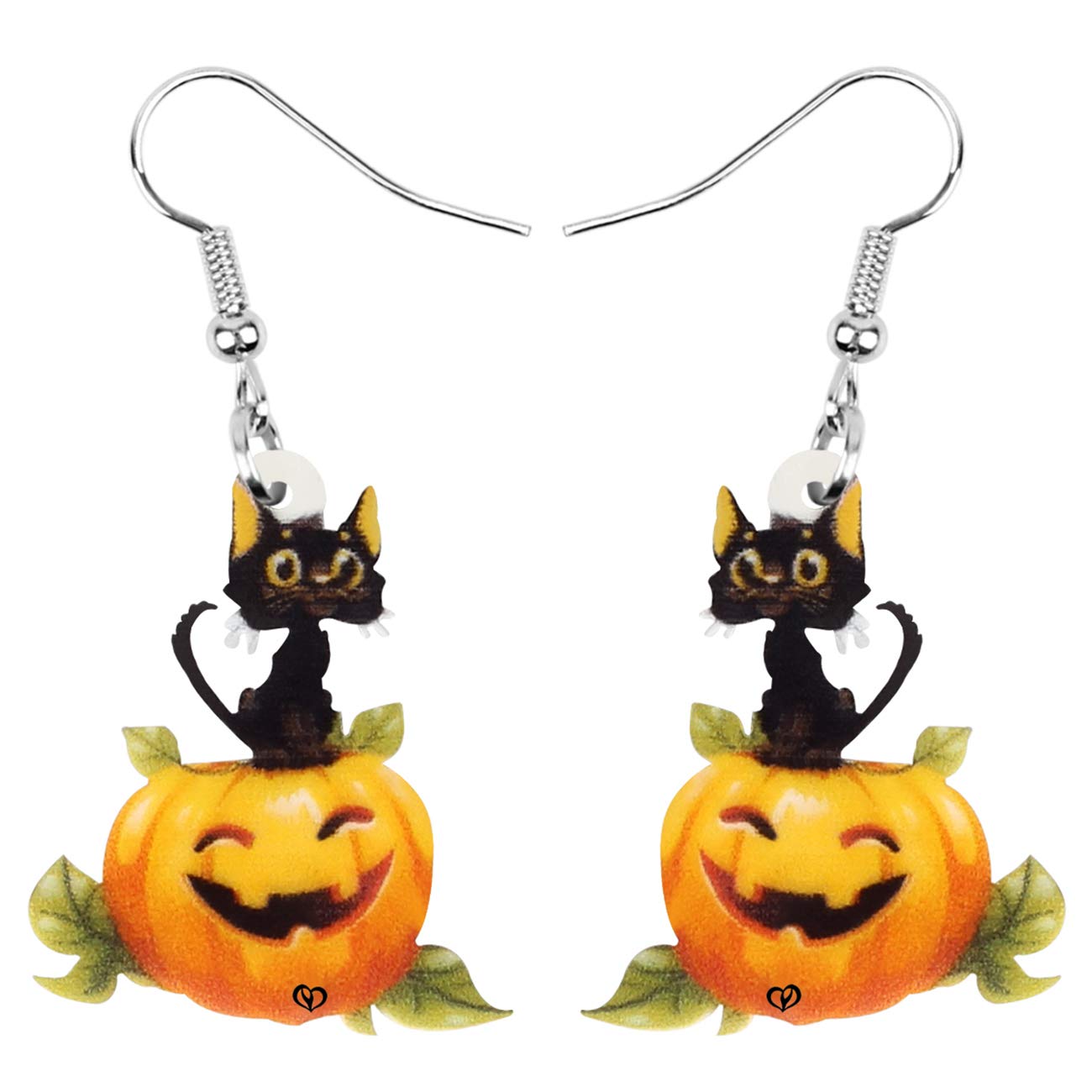NEWEI Acrylic Halloween Cute Black Cat Earrings - Drop Dangle Jewelry for Women, Girls, Teens - Party, Cosplay, Gift Giving, Costume Accessories