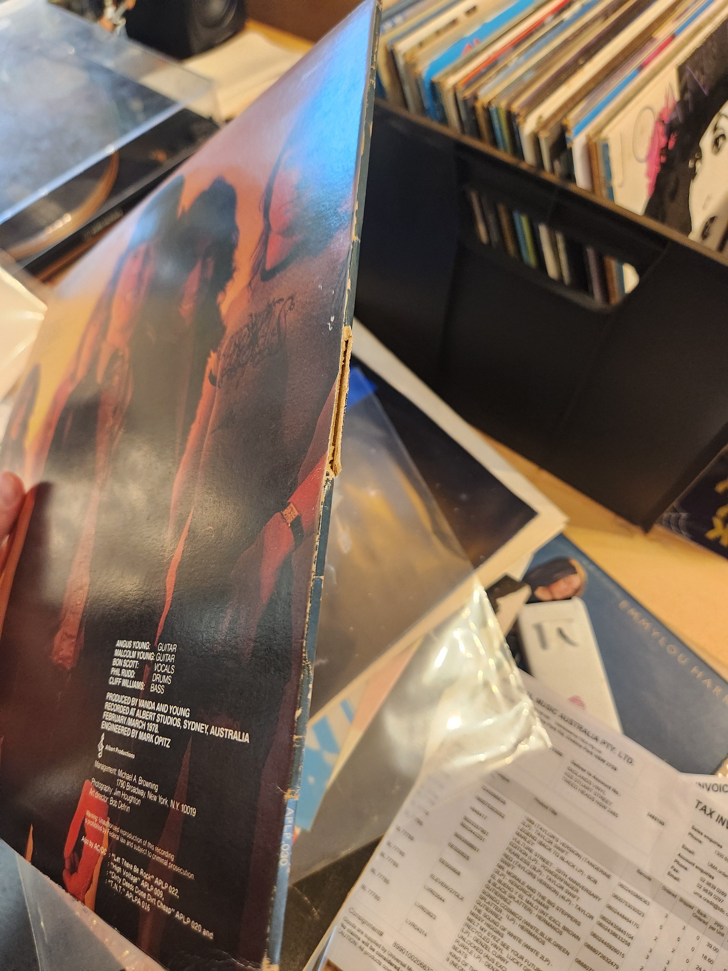 AC/DC Powerage Vintage Australia First Press Vinyl LP Record - Perfect for Collectors & Classic Rock Enthusiasts | Great for Home Listening & Music Collections