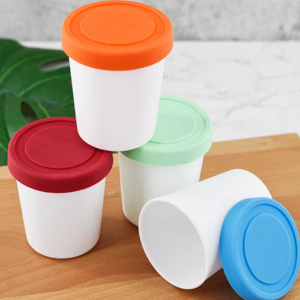4pcs Reusable Silicone Ice Cream Cups with Lids - BPA-Free Freezer Safe Yogurt & Dessert Containers for Food Storage - Perfect for Homemade Ice Cream, Gelato, Sorbet & Party Serving