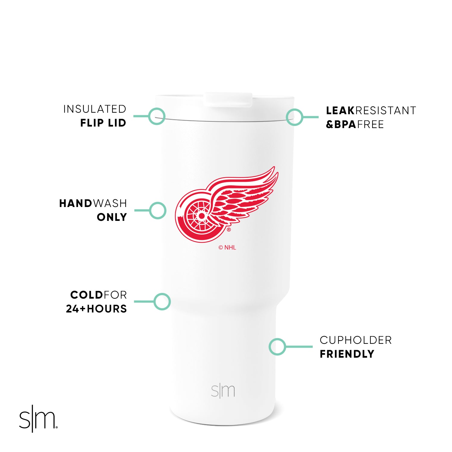 NHL Trek Tumbler 20oz Insulated Stainless Steel Water Bottle with Lid - Leakproof Travel Mug for Hockey Fans - Perfect for Game Day, Camping & Outdoor Activities
