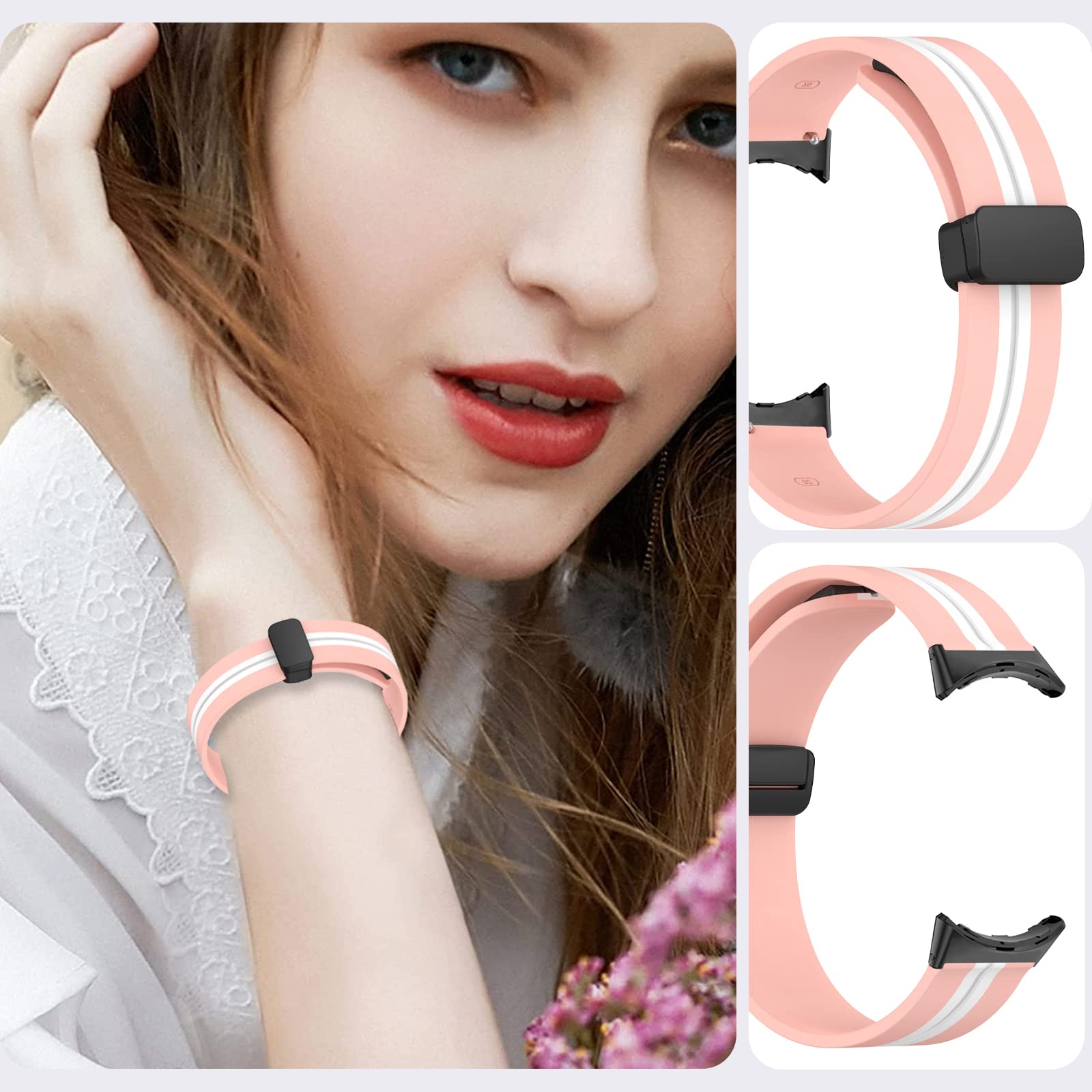 Miimall Silicone Bands for Google Pixel Watch & Pixel Watch 2 - Magnetic Buckle, Waterproof, Sport Strap for Workout & Daily Use