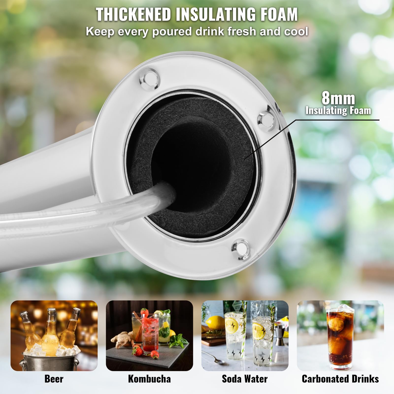 VEVOR Dual Tap Kegerator Tower Kit - Stainless Steel Beer Dispenser with CGA320 Regulator & D-System Coupler for Home Bars, Parties & Commercial Use | Perfect for Draft Beer Serving & Entertaining