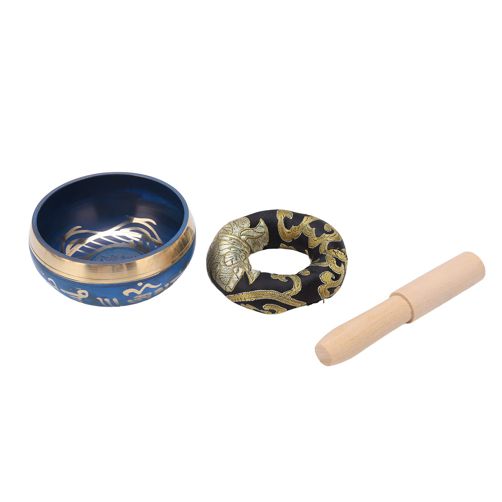 Shanrya Peach Wood Singing Bowl - Red Copper & Blue Polyester for Meditation, Yoga & Relaxation - Perfect for Stress Relief, Sound Therapy & Spiritual Healing