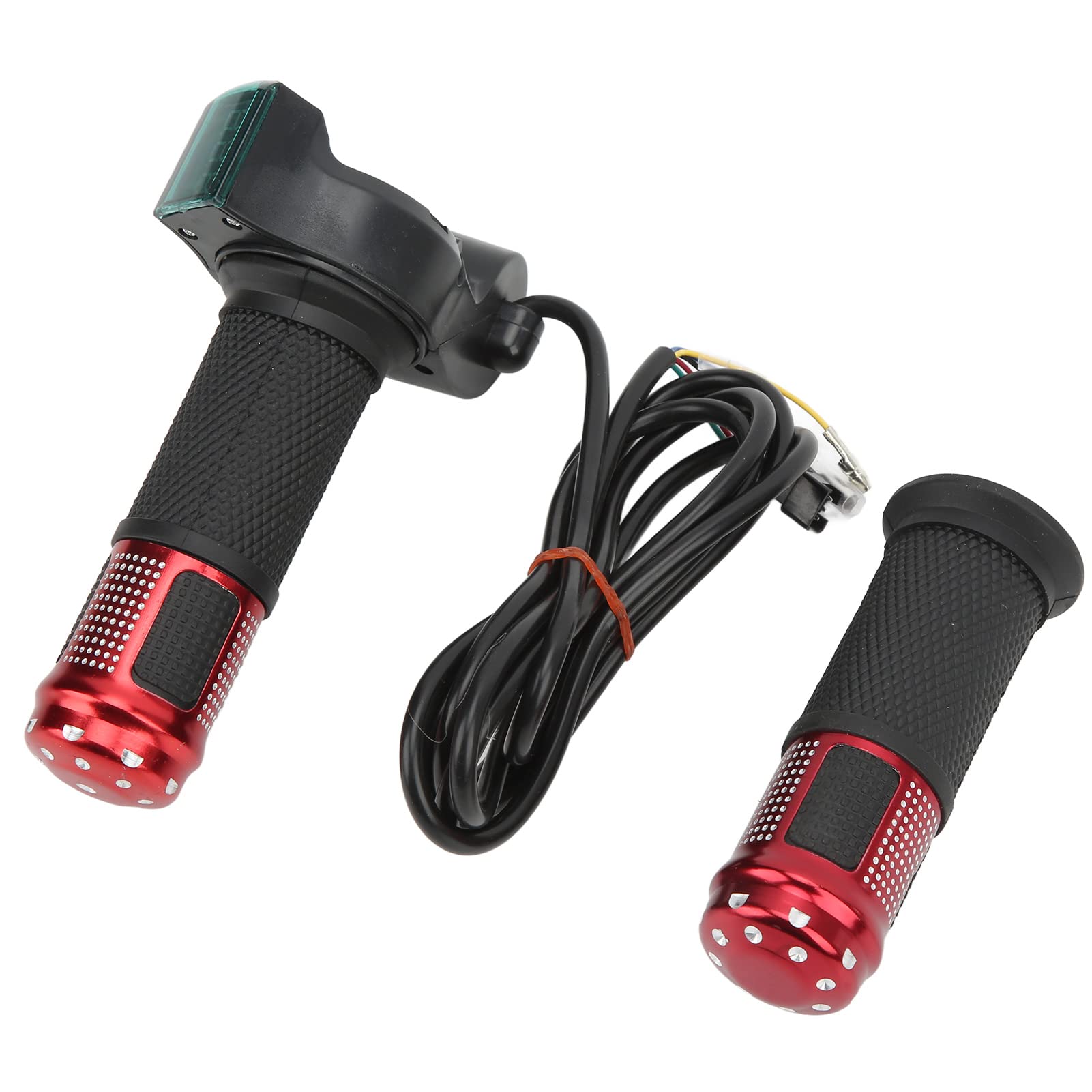 Universal 12V-99V Electric Bicycle Throttle Grip with Lock - Automatic Identification System for E-Bikes & Scooters (Red Handle) - Perfect for Commuting, Urban Travel & Outdoor Adventures