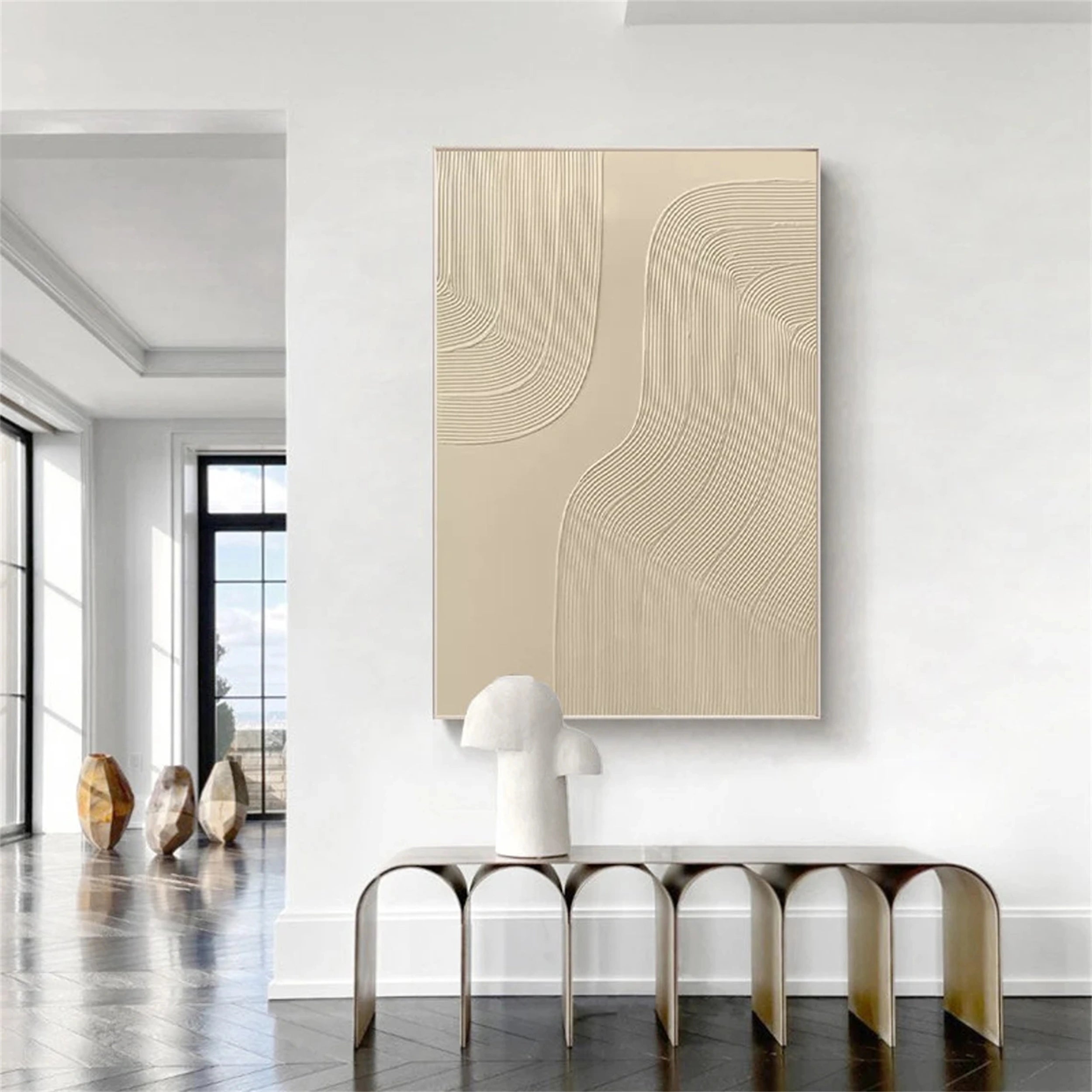 Beige & Brown Abstract Wall Art Canvas Print #BB093 - Modern Home Decor for Living Room, Bedroom & Office