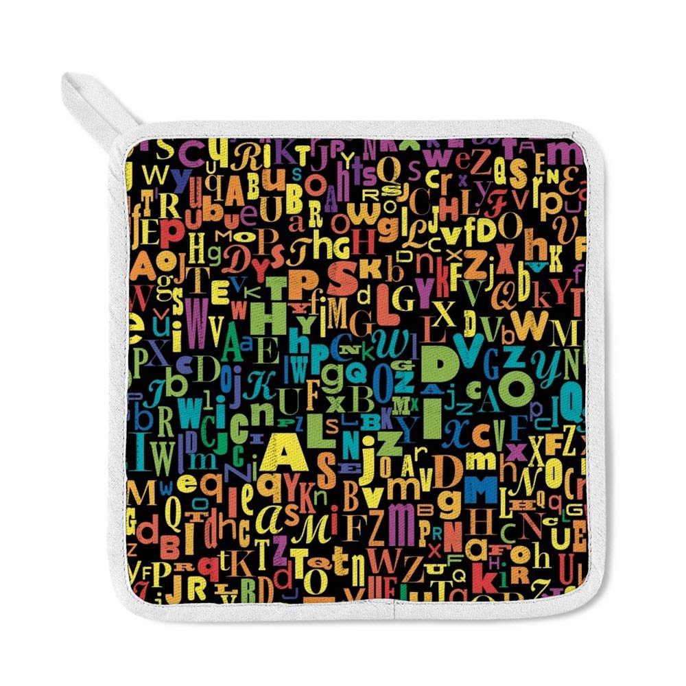 Colorful Alphabet Letter Apron with Glove, Oven Mitt & Pot Holder Set - Kitchen Cooking, Baking & BBQ Accessories for Adults & Home Chefs