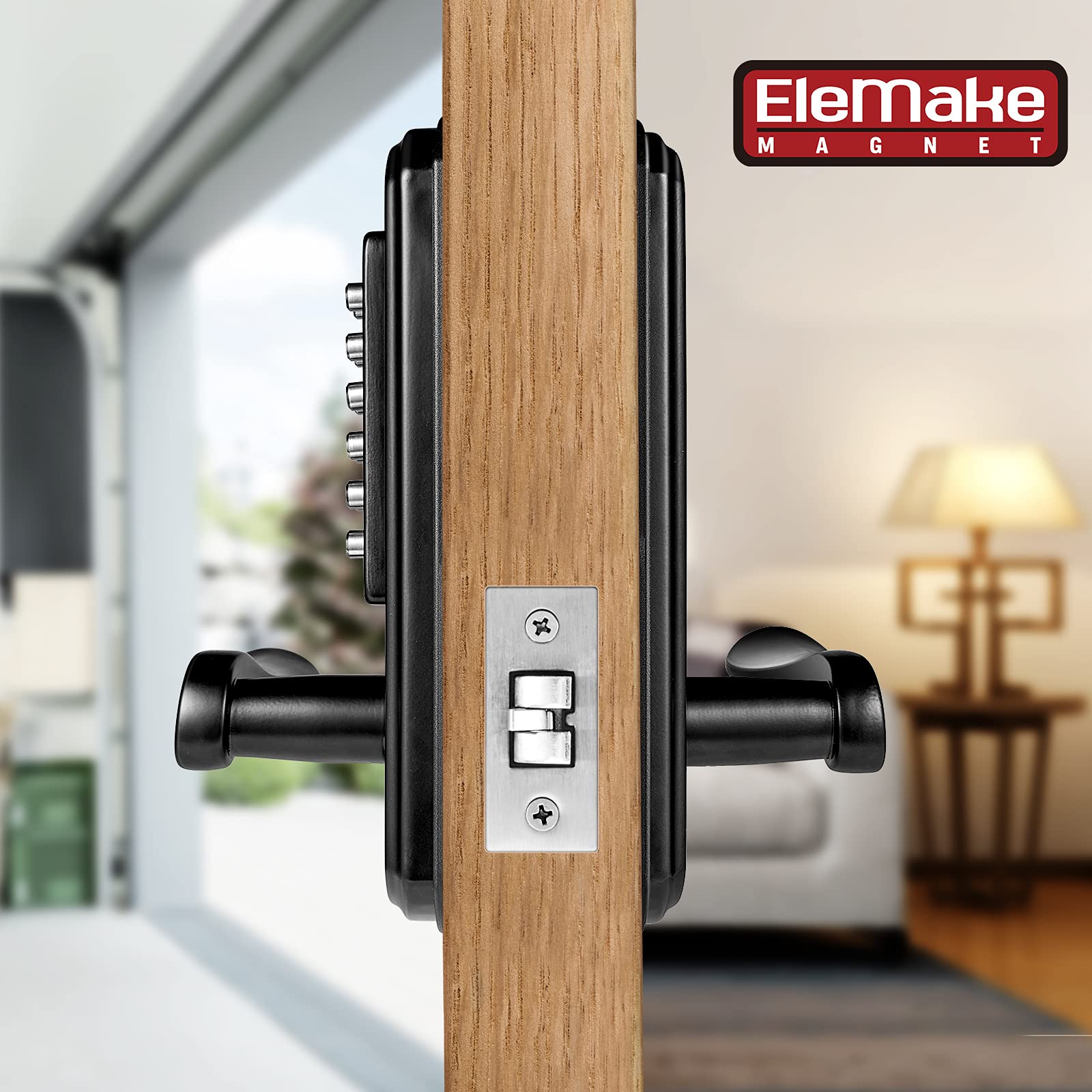 Elemake Keyless Entry Door Lock with Keypad & Handle - Left-Handed Mechanical Door Lever Lock (Not Deadbolt) - Perfect for Home, Office & Apartment Security