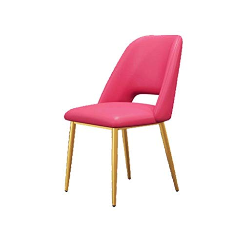 Stylish Pink Leather Dining Chairs with Golden Legs - Retro Lounge Chairs for Kitchen, Living Room, Bedroom, Nursery & Guest Room - Perfect for Home Decor, Waiting Areas & Relaxation