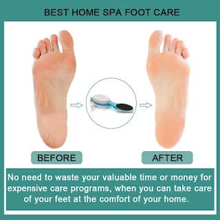 4-in-1 Foot Pedicure Brush Set with Pumice Stone, Scrubber & File - Remove Dry Cracked Hard Skin & Calluses - Soft Care Foot Cleaner for Feet, Toes & Nails - Perfect for Bathing, Manicure & Pedicure at Home Spa