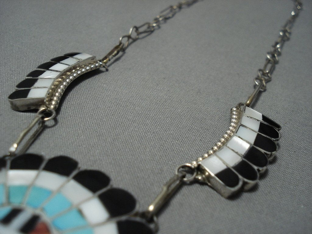 Vintage Zuni Turquoise Sterling Silver Native American Jewelry Necklace - Handmade Southwest Style Pendant for Women - Perfect for Boho, Festival & Everyday Wear