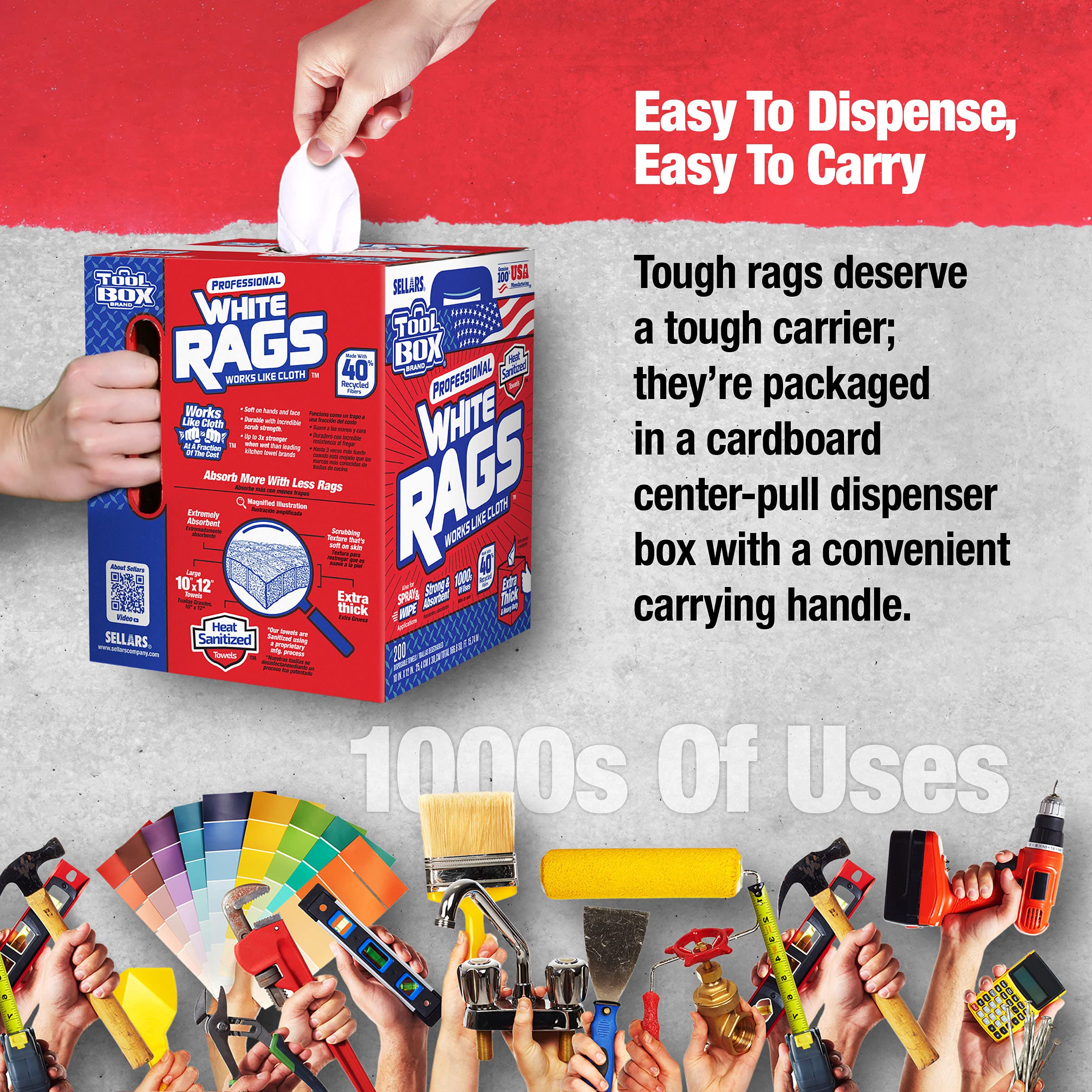 Sellars 58202 White Toolbox Rags - 10