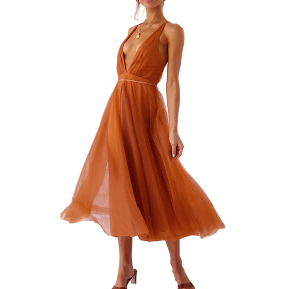 Sexy Summer Slip Dress for Women - Flowy Deep V Neck Elegant Cocktail Party & Bridesmaid Dress | Perfect for Beach Vacations, Date Nights & Special Occasions